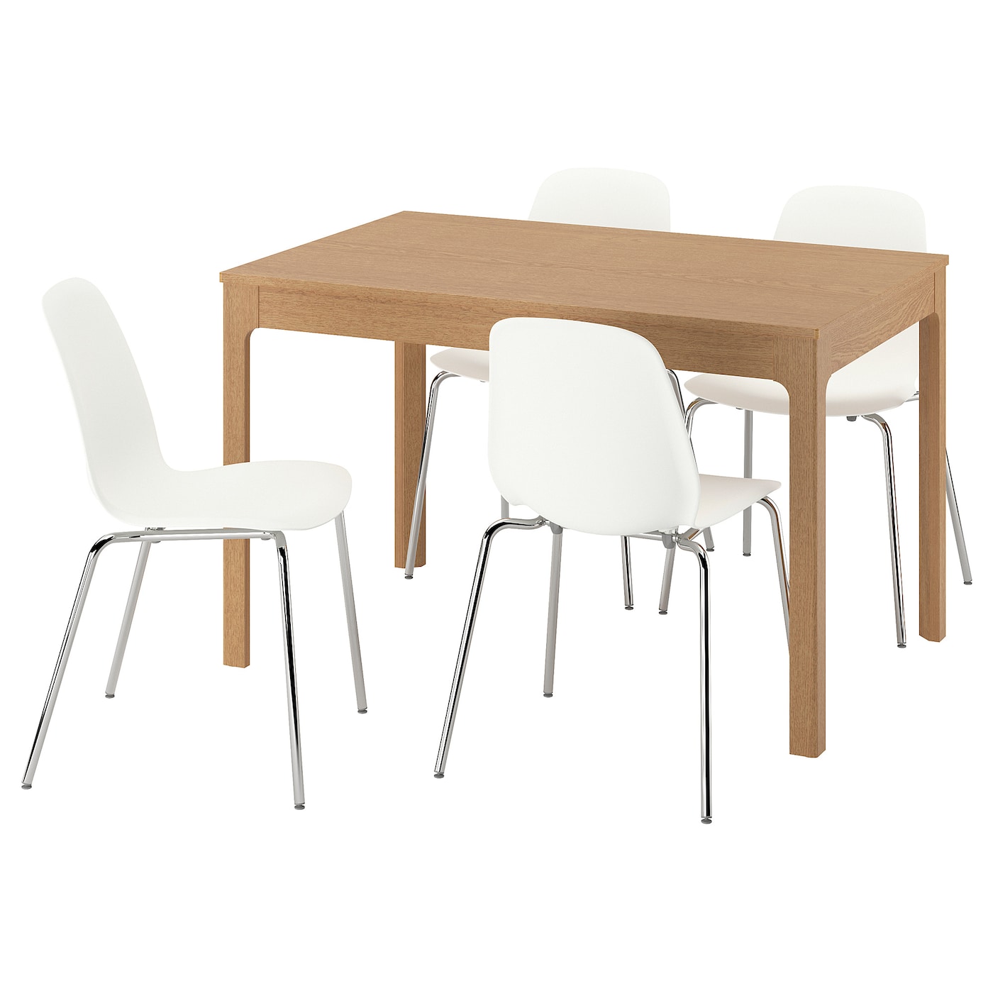 IKEA EKEDALEN / LIDÅS stół i 4 krzesła, dąb/biały chrom, 120/180 cm