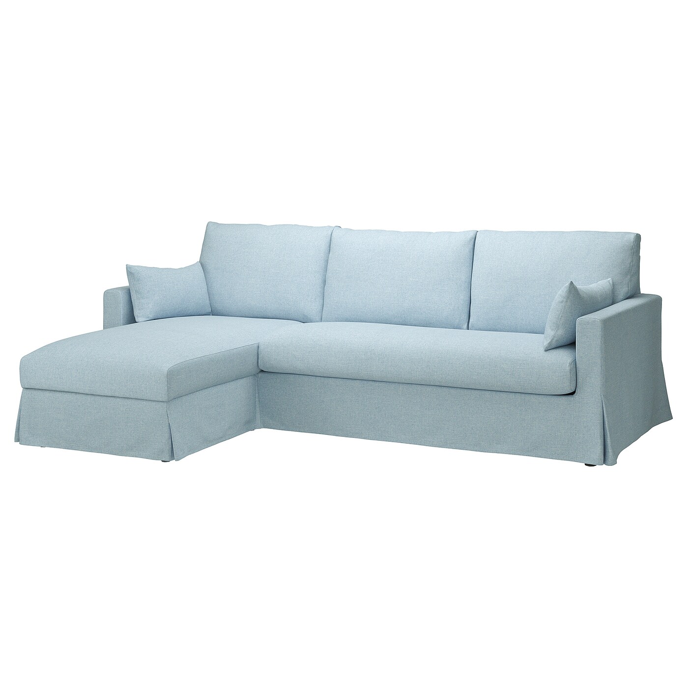 IKEA HYLTARP sofa 3o z szezlongiem, lewy, Kilanda bladoniebieski, Wysokość z poduchami oparcia: 91 cm