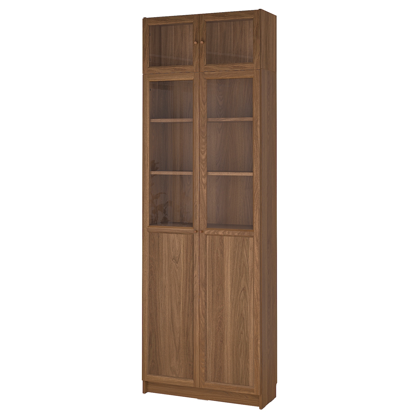 IKEA BILLY / OXBERG regał na książki szklane drzwi, brązowy orzech/szkło bezbarwne, 80x30x237 cm