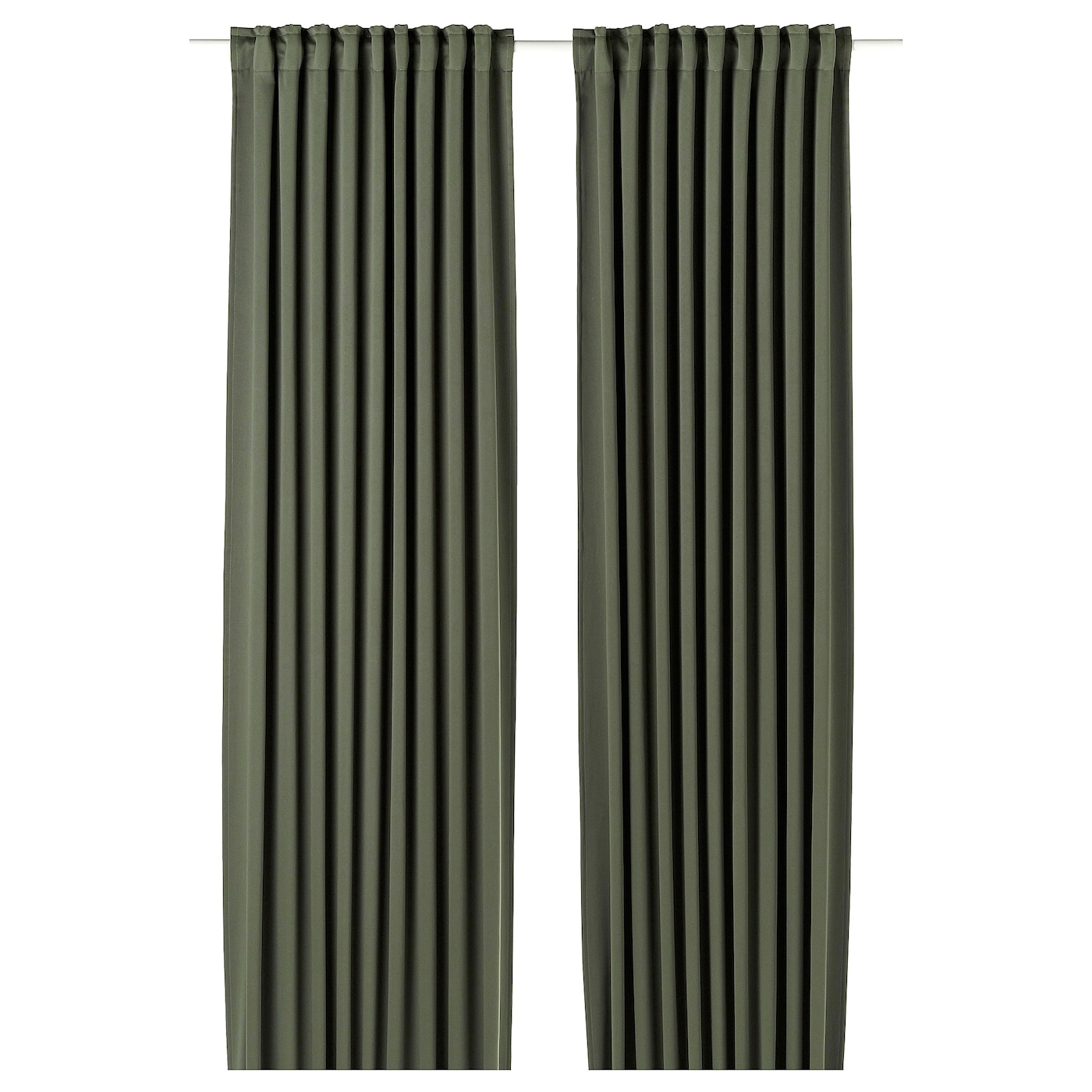 IKEA MAJGULL zasłony zaciemniające, para, ciemnozielony/na taśmie, 145x300 cm