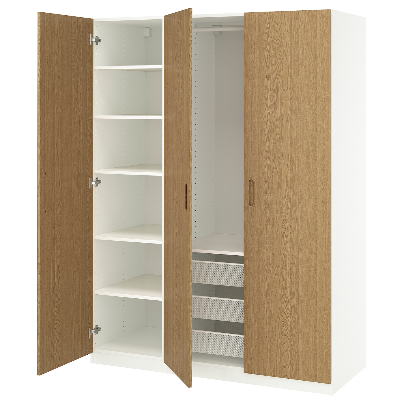 IKEA PAX / TONSTAD kombinacja szafy, biały/okl dęb, 150x60x201 cm