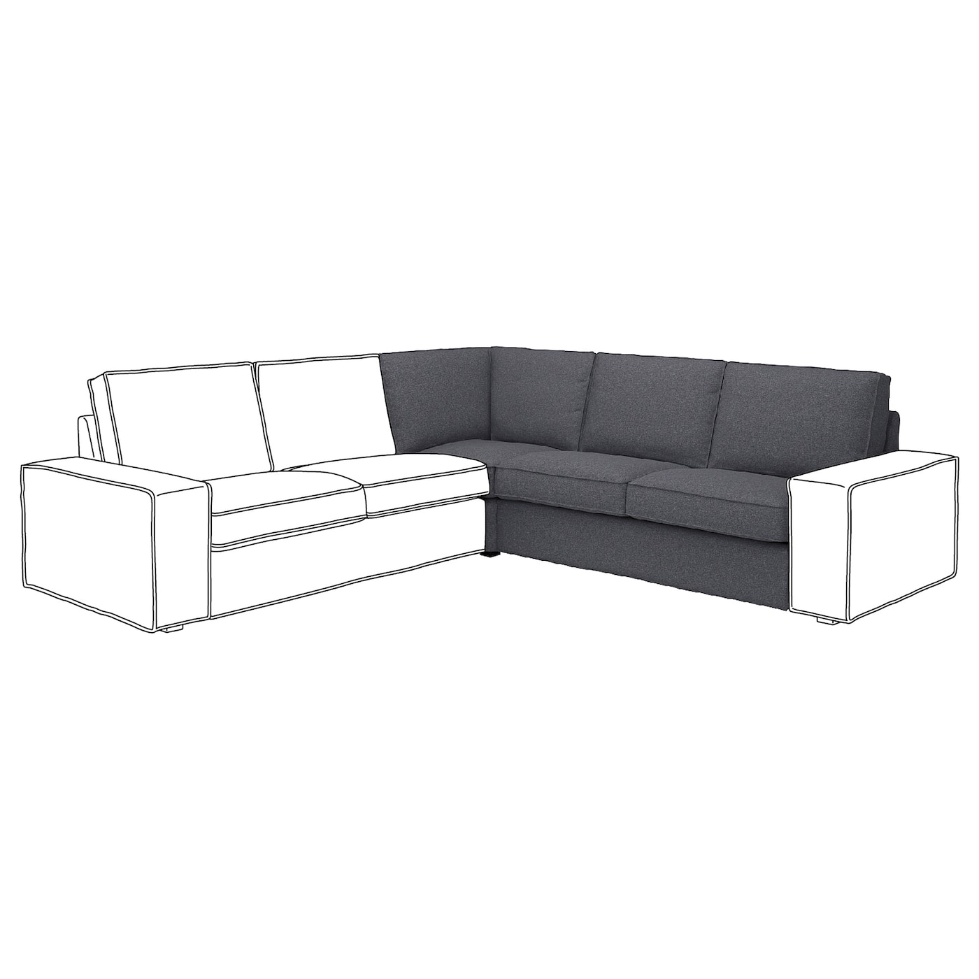 IKEA KIVIK sekcja narożna, Gunnared średnioszary, Szerokość: 234 cm