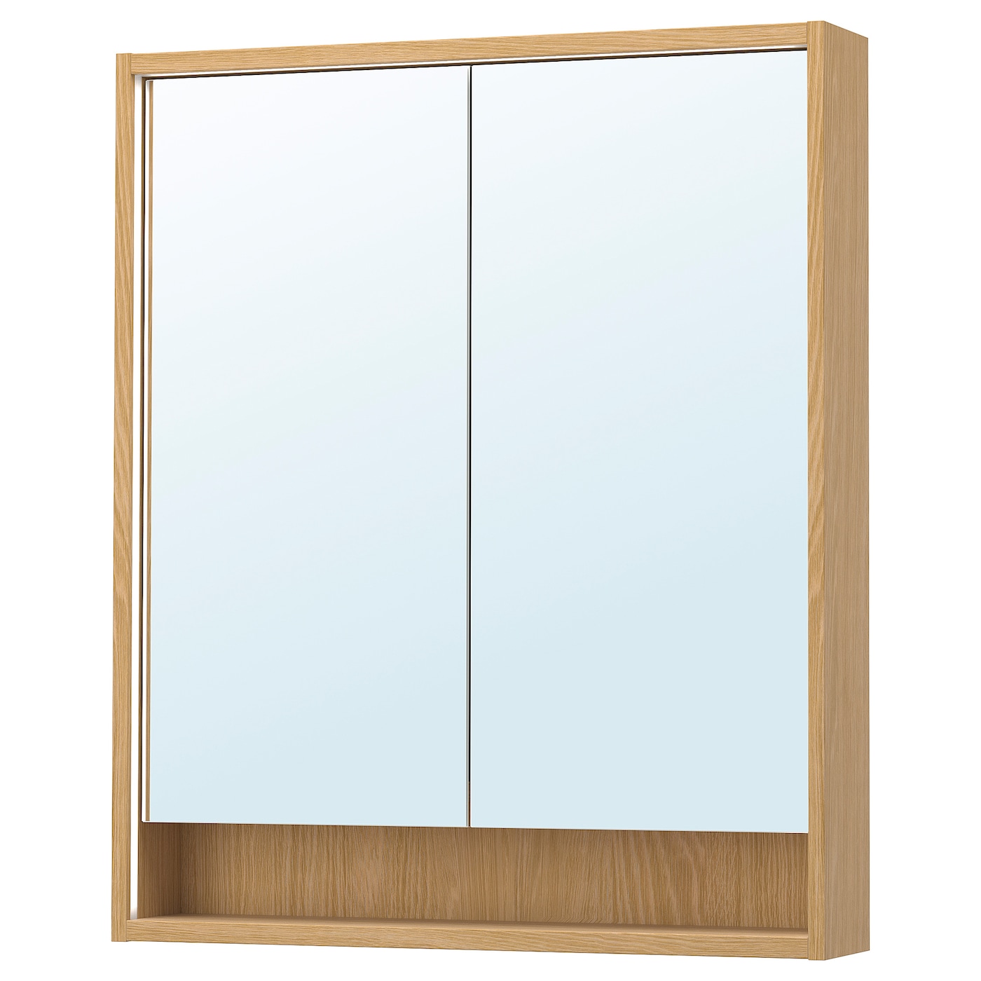 IKEA FAXÄLVEN szafka z lustrem z wbud oświetl, imit. dębu, 80x15x95 cm