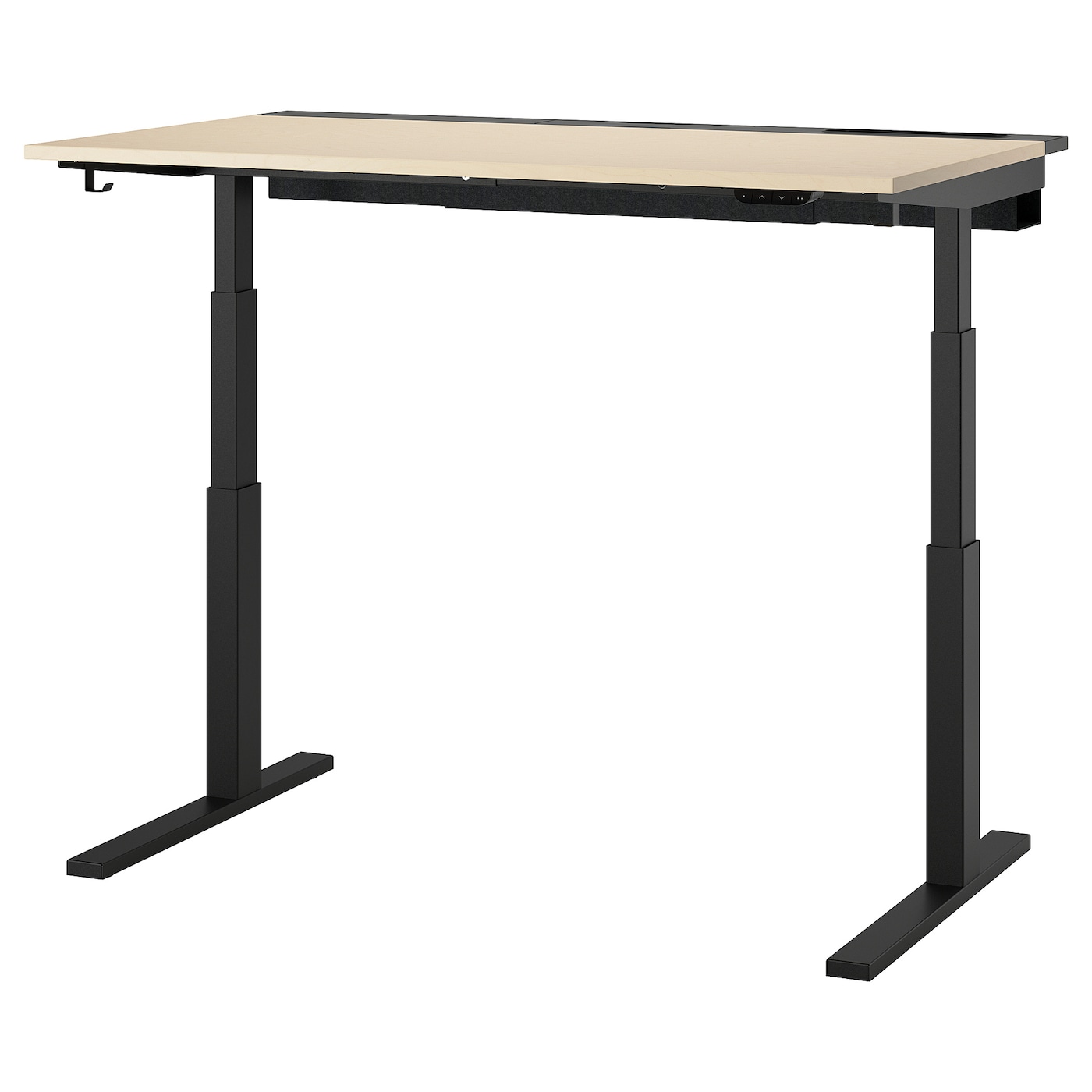 IKEA MITTZON biurko z regulacją wysokości, elektryczny okl brzoz/czarny, 140x80 cm