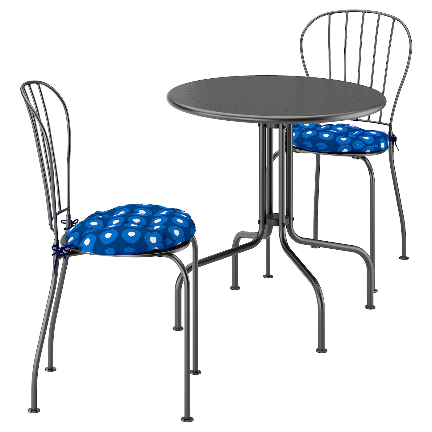 IKEA LÄCKÖ stół+2 krzesła, na zewnątrz, Läckö szary/Klösan granatowy, 70 cm