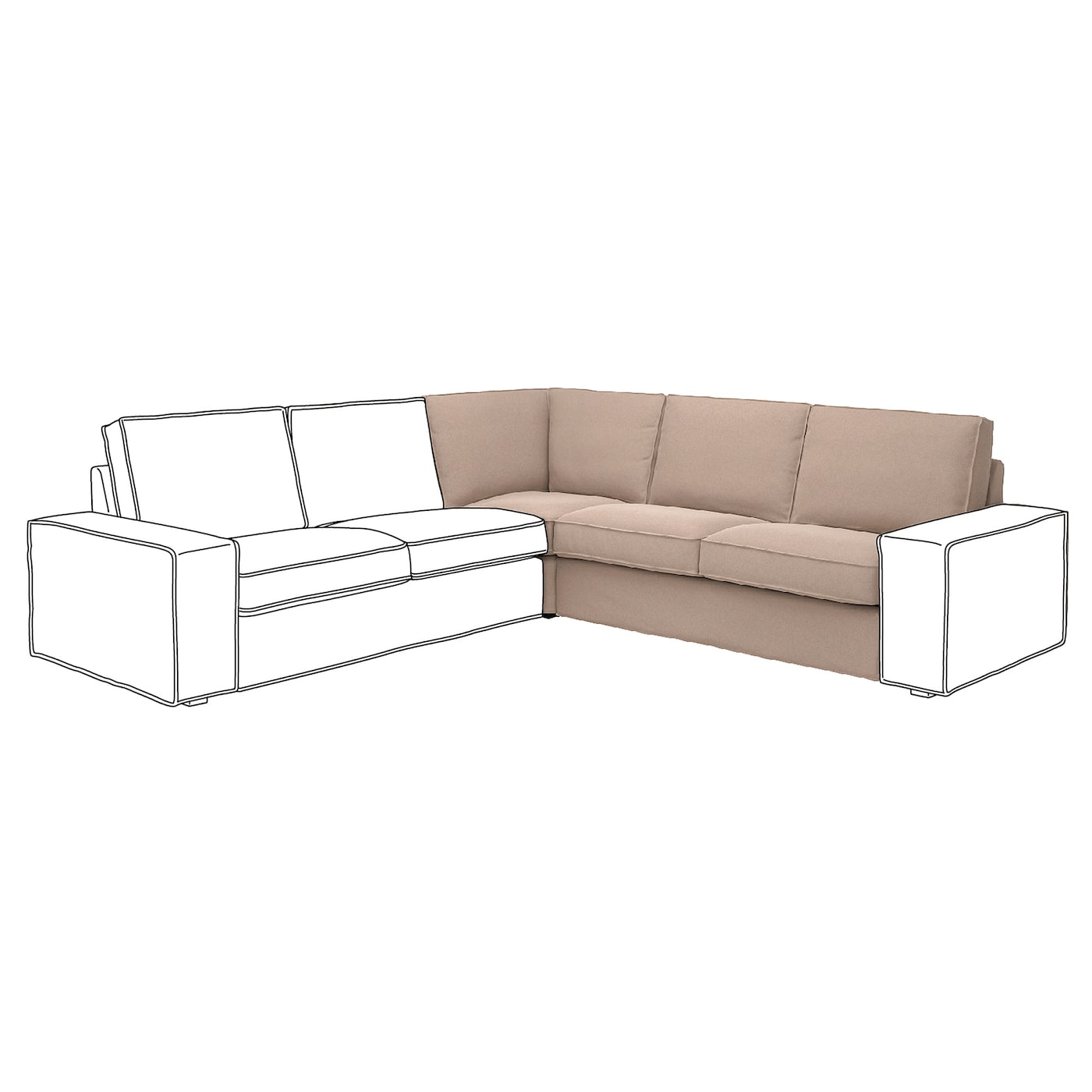 IKEA KIVIK sekcja narożna, Tallmyra beżowy, Szerokość: 234 cm