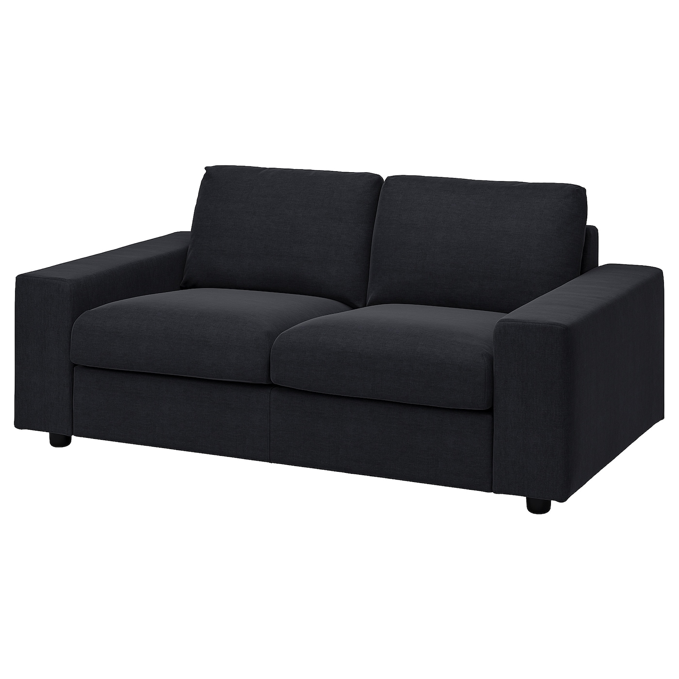 IKEA VIMLE sofa 2-osobowa, z szerokimi podłokietnikami/Saxemara czarnoniebieski, Wysokość z poduchami oparcia: 83 cm