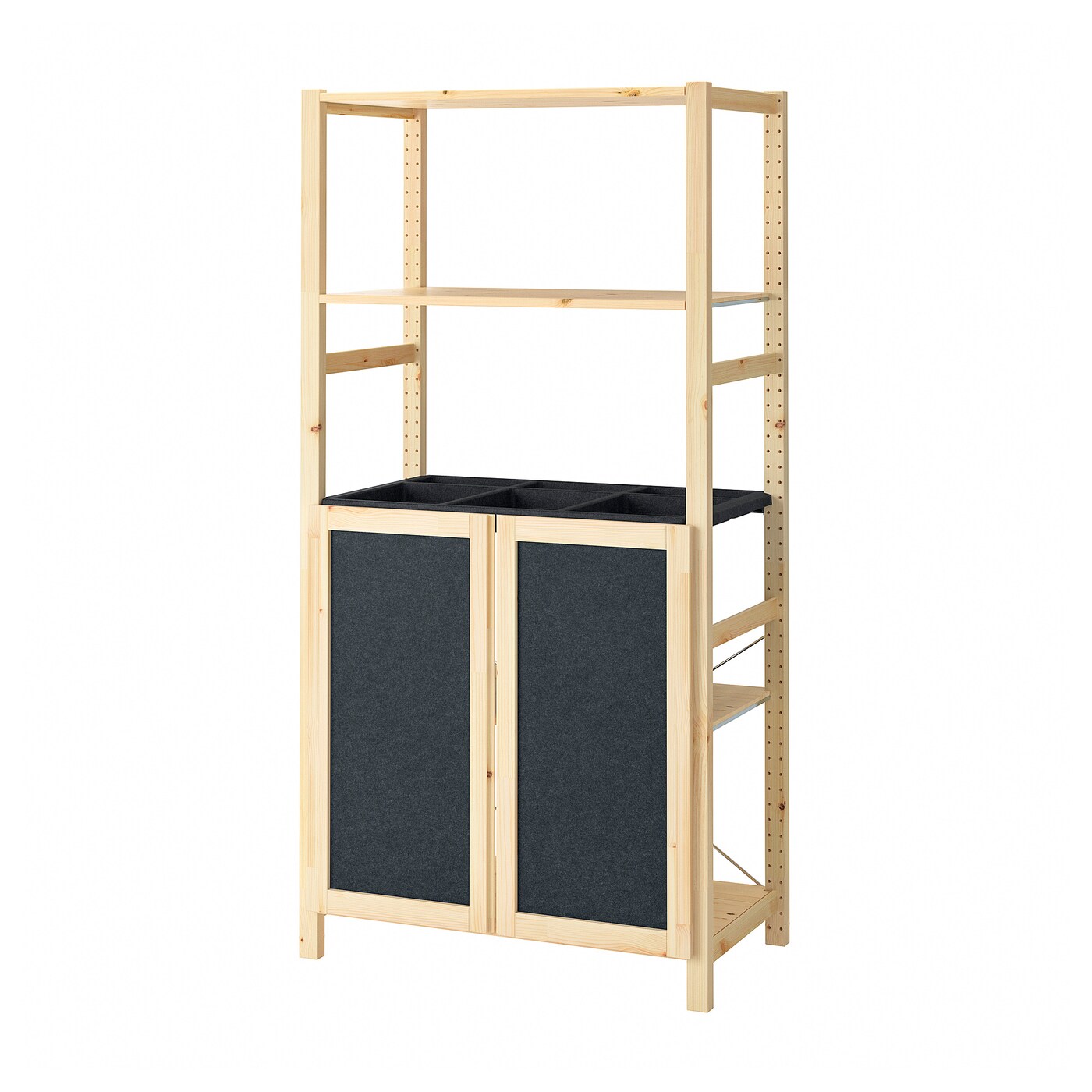 IKEA IVAR regał, z 2 drzwi sosna/filc filc, 89x50x179 cm