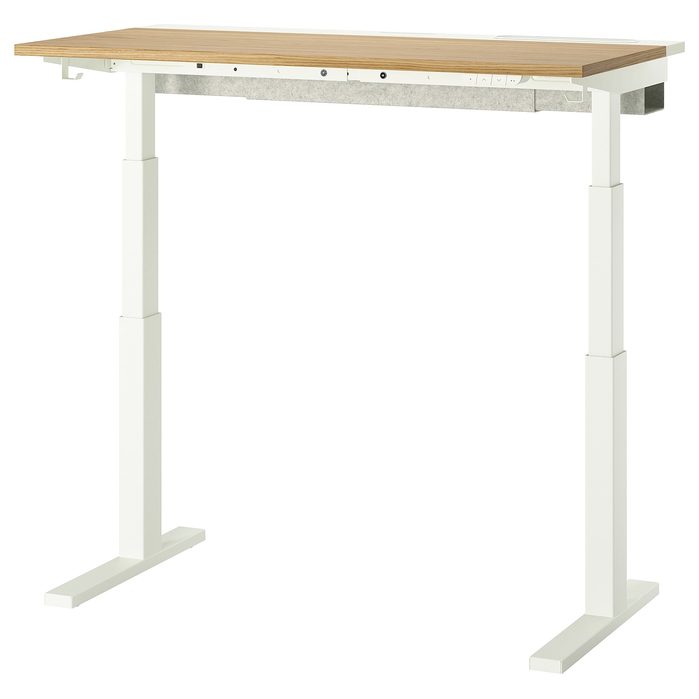 IKEA MITTZON biurko z regulacją wysokości, elektryczny okl dęb/biały, 120x60 cm