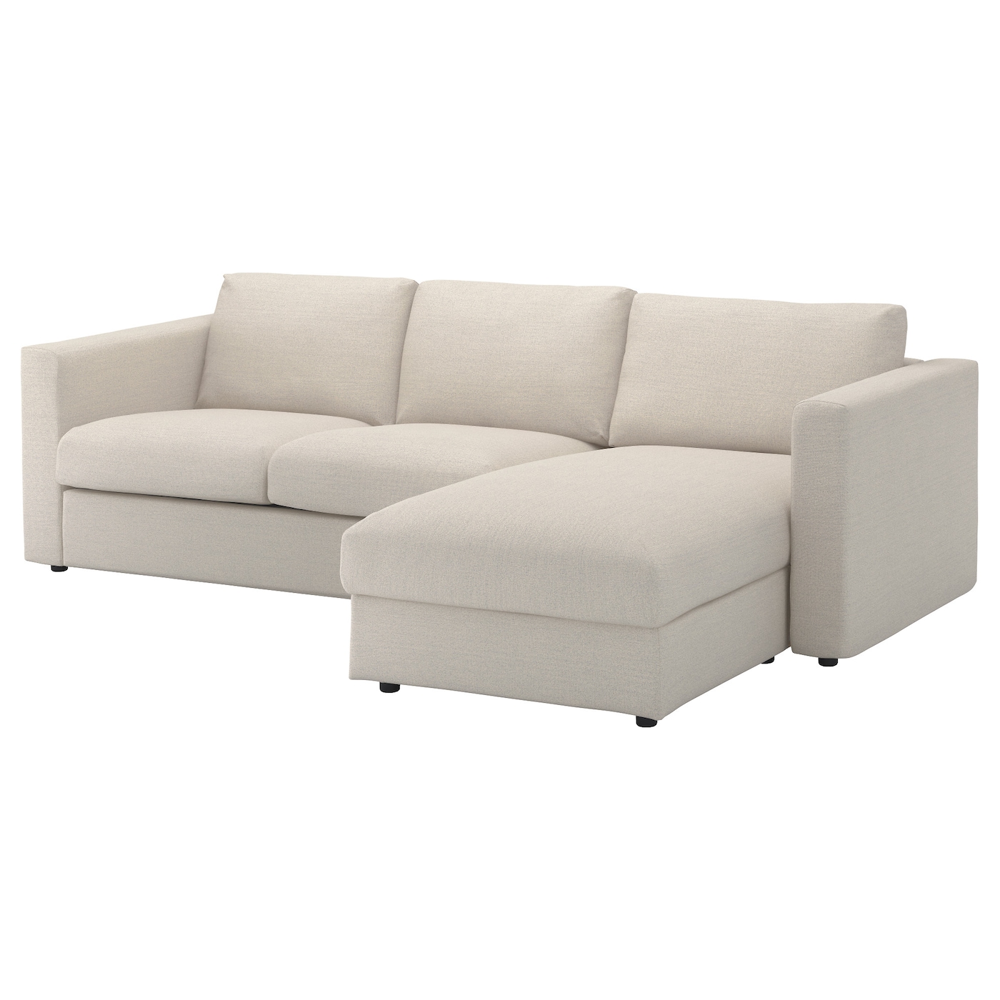 IKEA VIMLE sofa 3-osobowa, z szezlongiem/Gunnared beżowy, Wysokość z poduchami oparcia: 83 cm