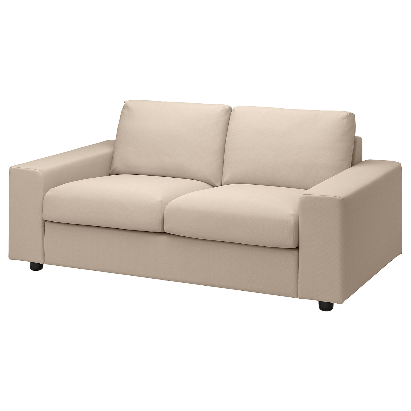 IKEA VIMLE sofa 2-osobowa, z szerokimi podłokietnikami/Hallarp beżowy, Wysokość z poduchami oparcia: 83 cm