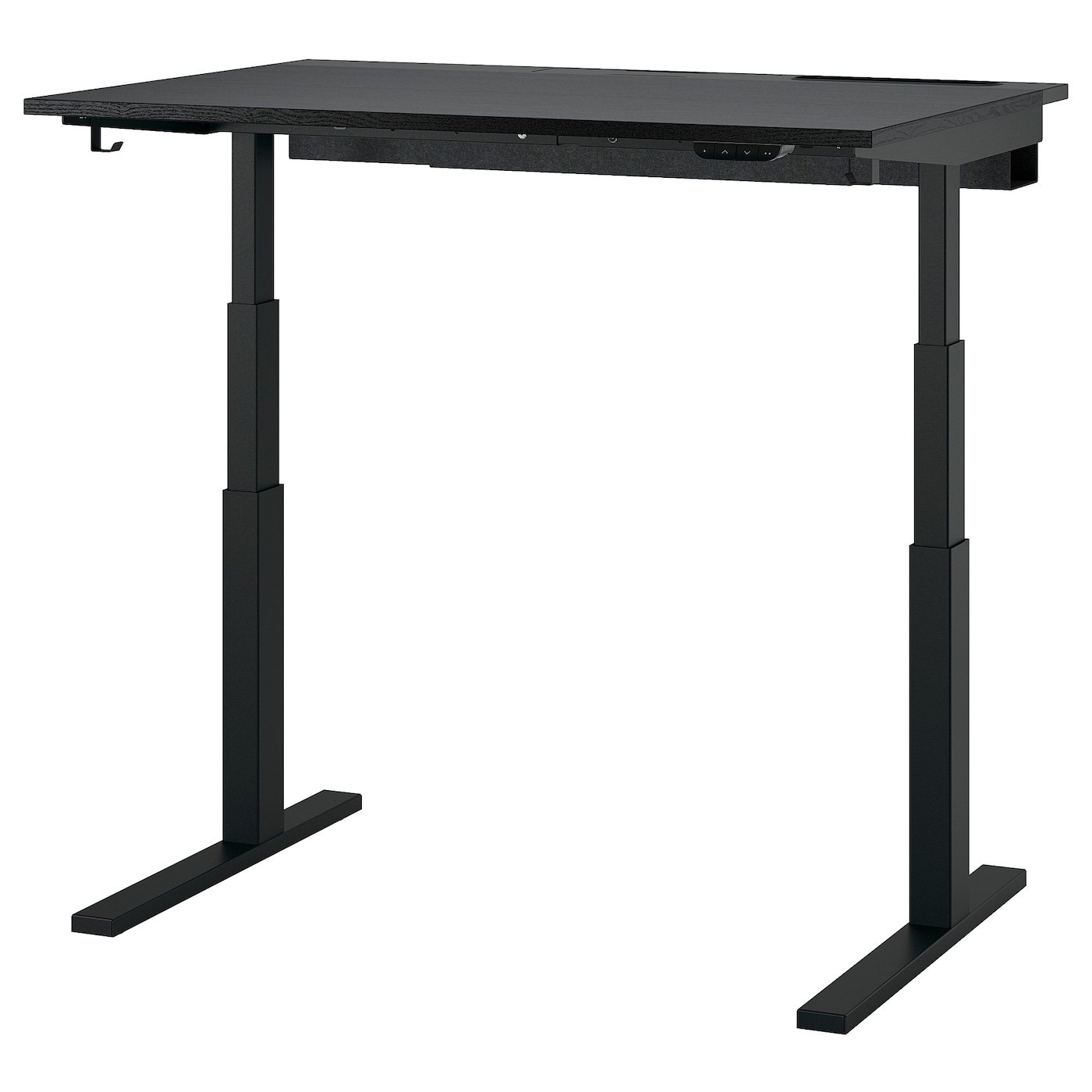 IKEA MITTZON biurko z regulacją wysokości, elektryczny okl jesionowa bejcowana na czarno/czarny, 120x80 cm