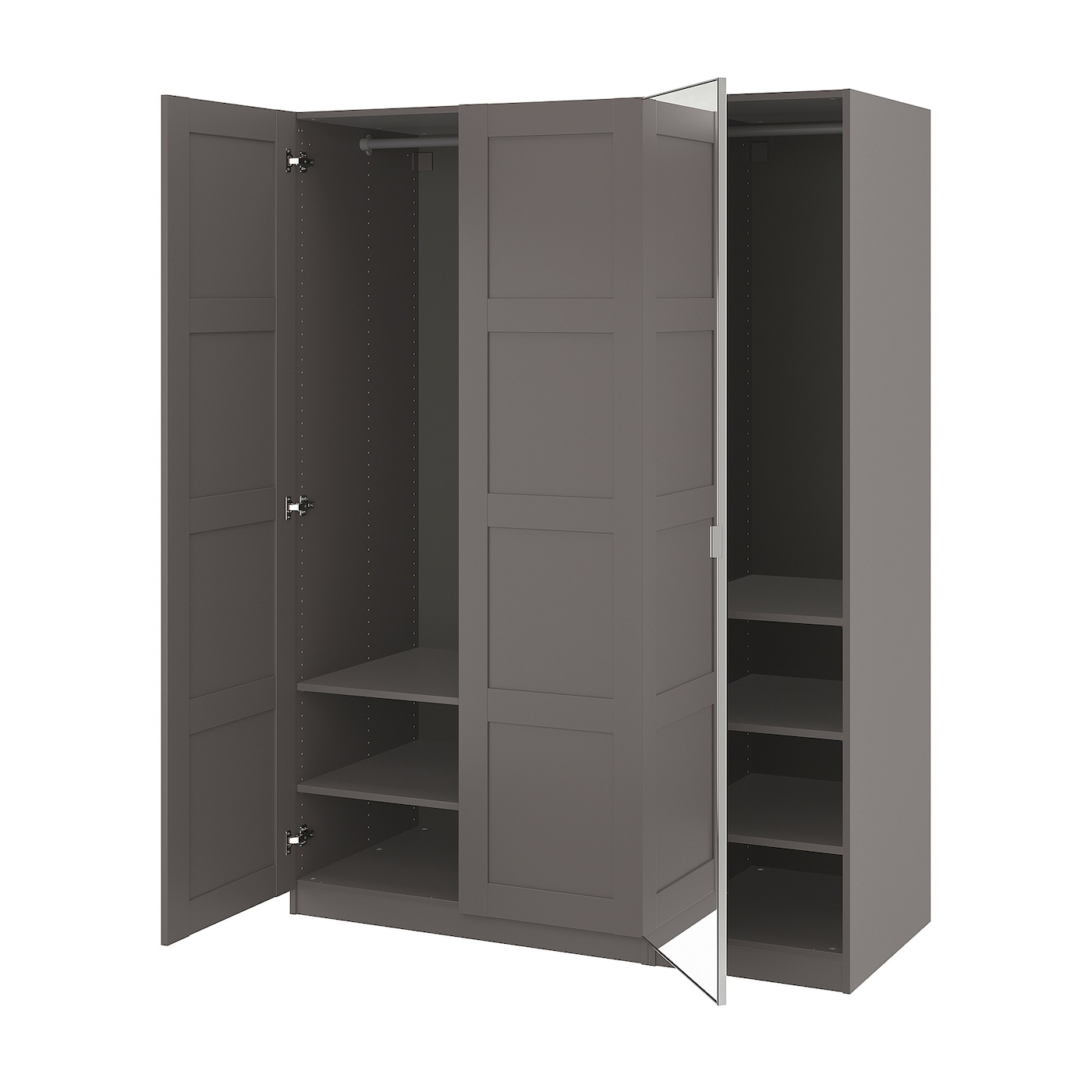 IKEA PAX / BERGSBO/ÅHEIM kombinacja szafy, ciemnoszary ciemnoszary/lustro, 150x60x201 cm