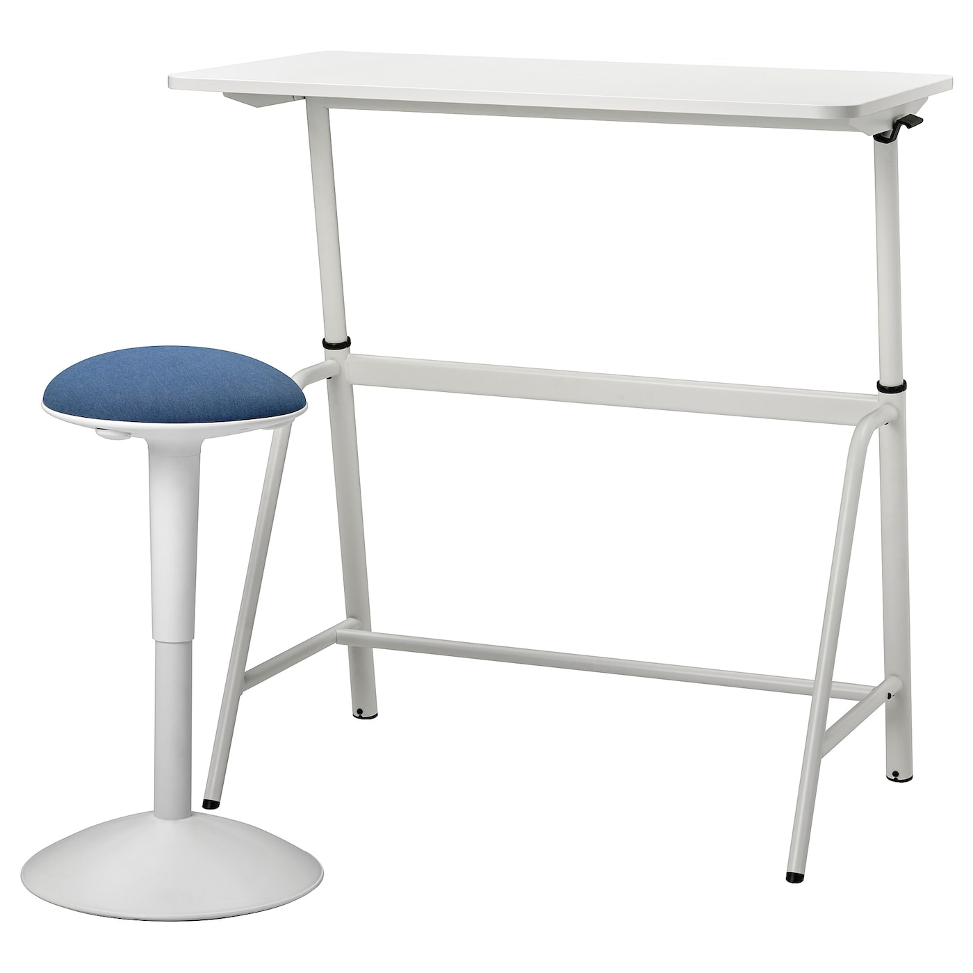 IKEA GLADHÖJDEN / NILSERIK taboret do siedzenia/stania, biały/granatowy