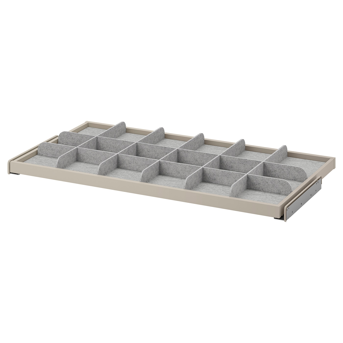 IKEA KOMPLEMENT wysuwana półka z przegrodą, szarobeżowy/jasnoszary, 100x58 cm
