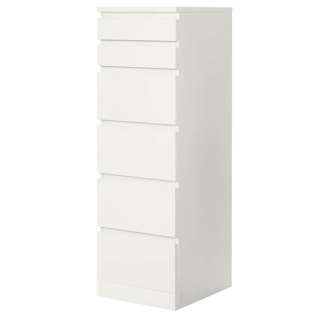 IKEA MALM komoda, 6 szuflad, biały/lustro, 40x123 cm