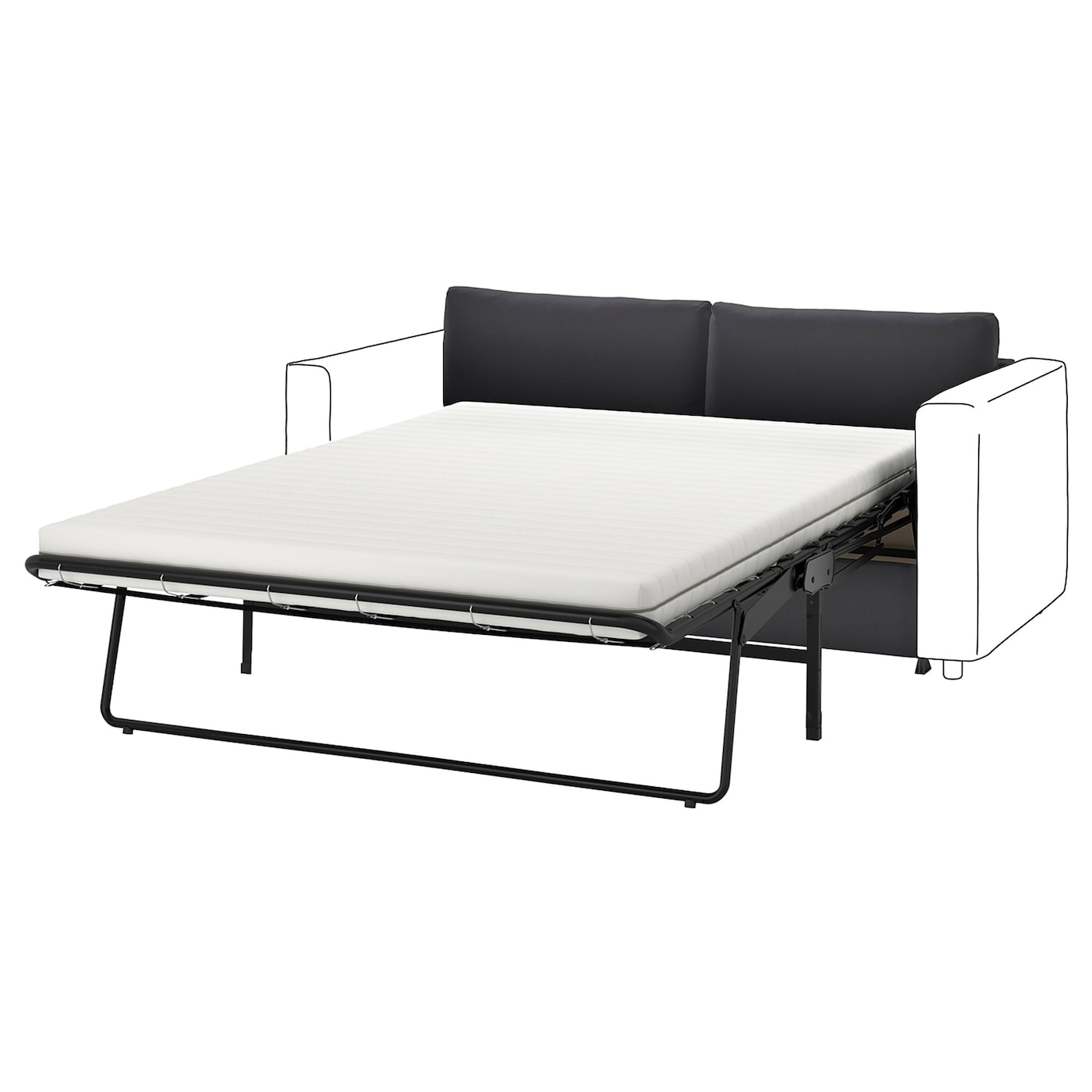 IKEA VIMLE sekcja 2-os sofa rozkładana, Djuparp ciemnoszary, Wysokość łóżka: 53 cm