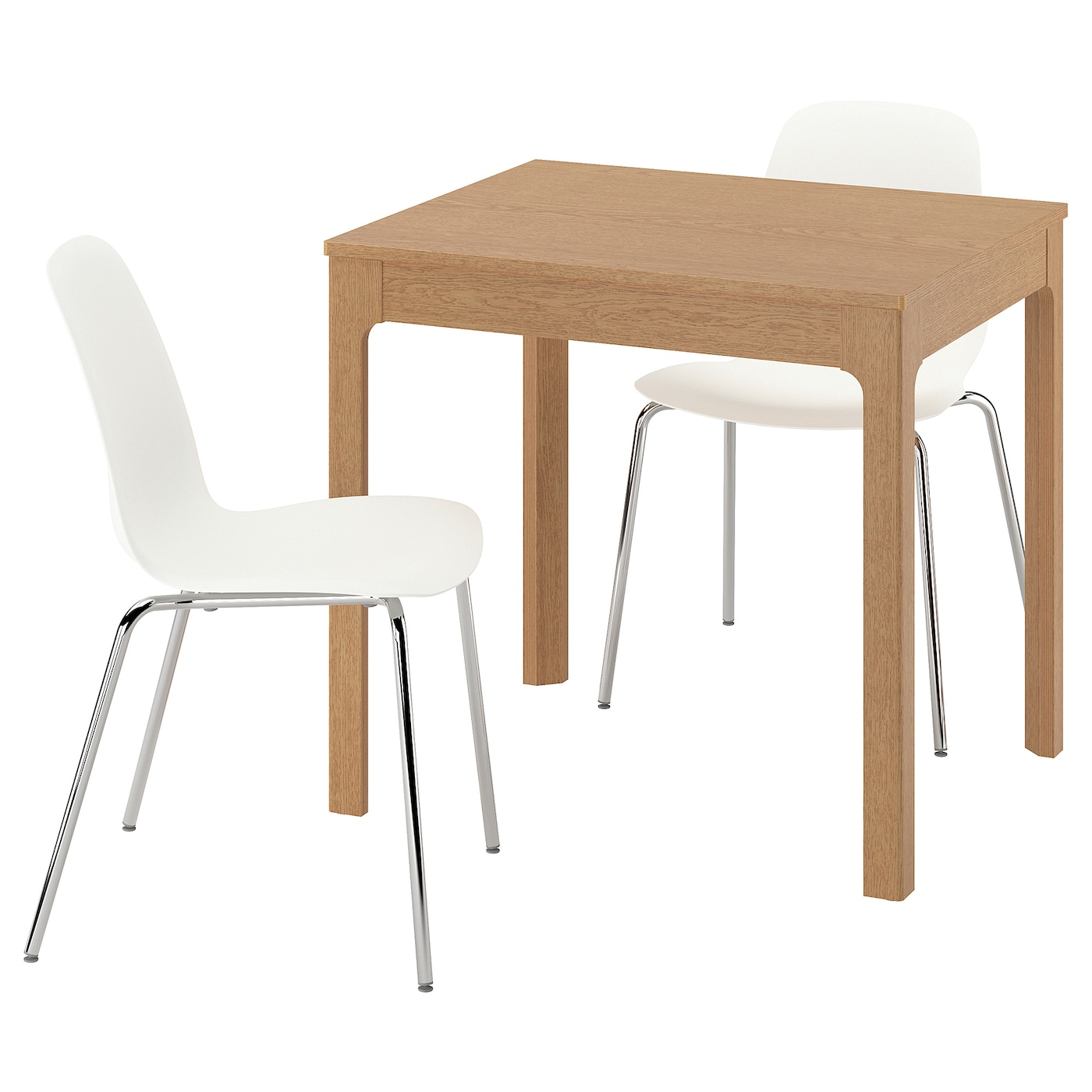 IKEA EKEDALEN / LIDÅS stół i 2 krzesła, dąb/biały chrom, 80/120 cm