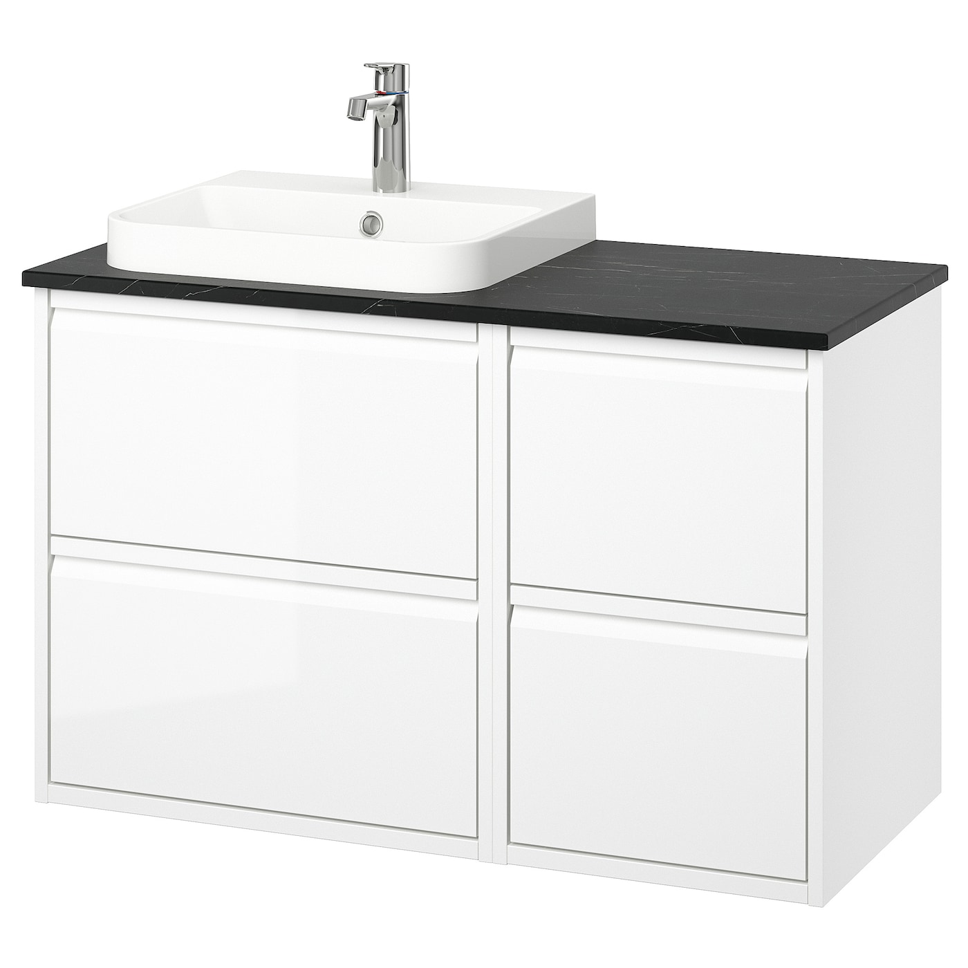 IKEA ÄNGSJÖN / BACKSJÖN szafka pod umyw/umywalka/bateria, połysk biały, 102x49x71 cm