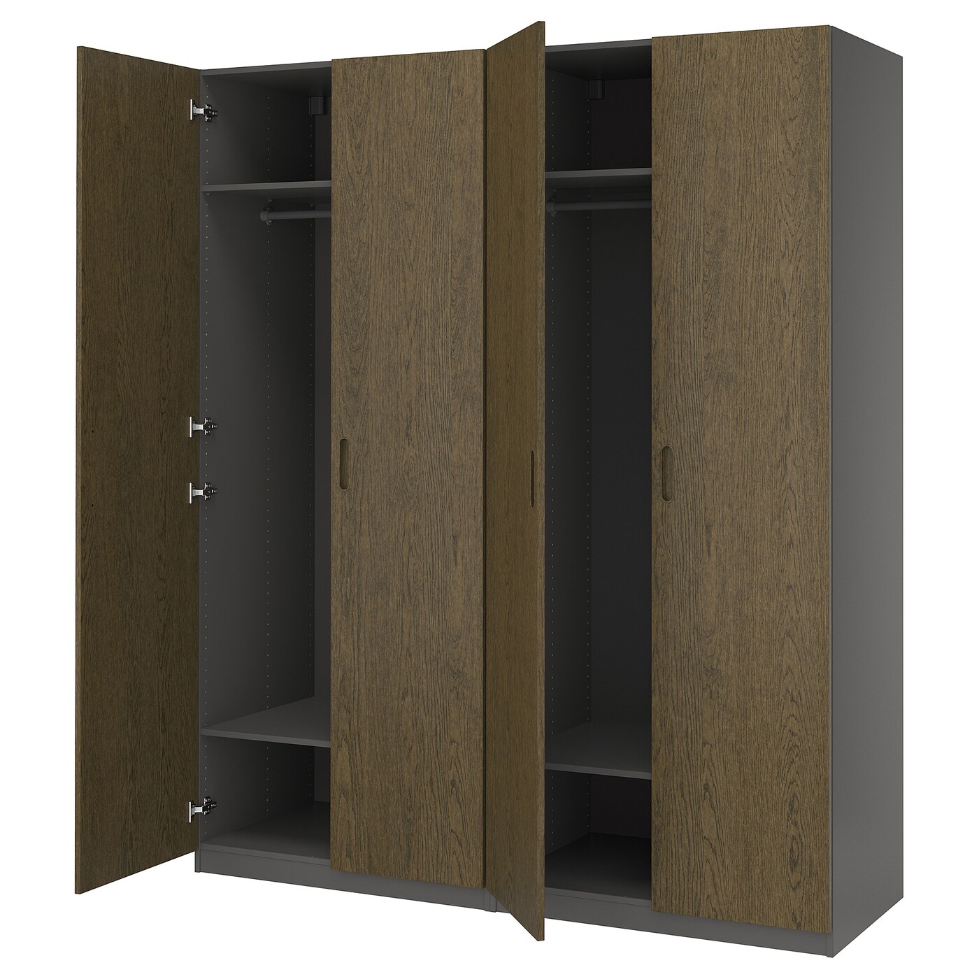 IKEA PAX / TONSTAD kombinacja szafy, ciemnoszary/brązowy bejcowana okleina dębowa, 200x60x236 cm