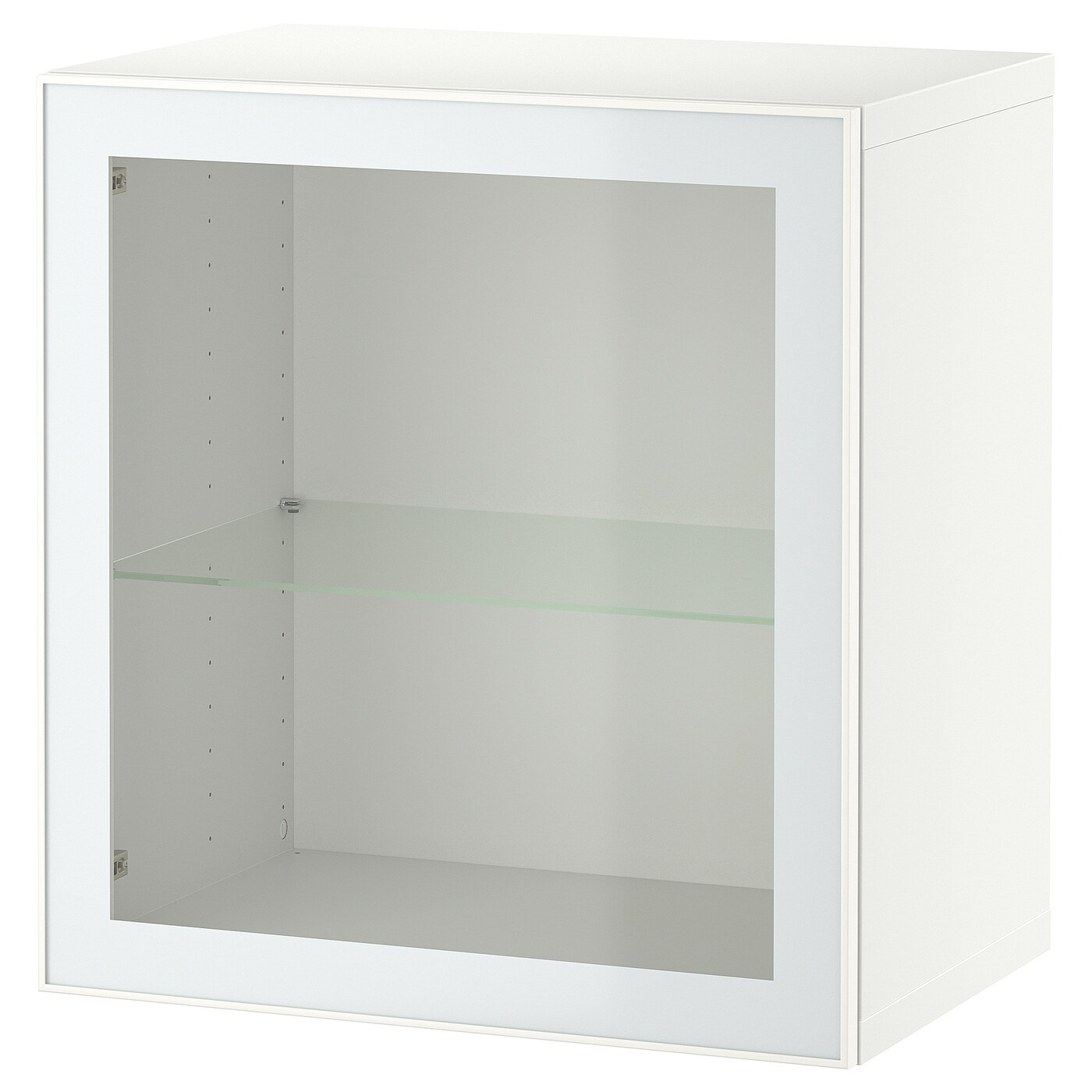 IKEA BESTÅ kombinacja szafek ściennych, biały Glassvik/biel/jasna zieleń szkło bezbarwne, 60x42x64 cm