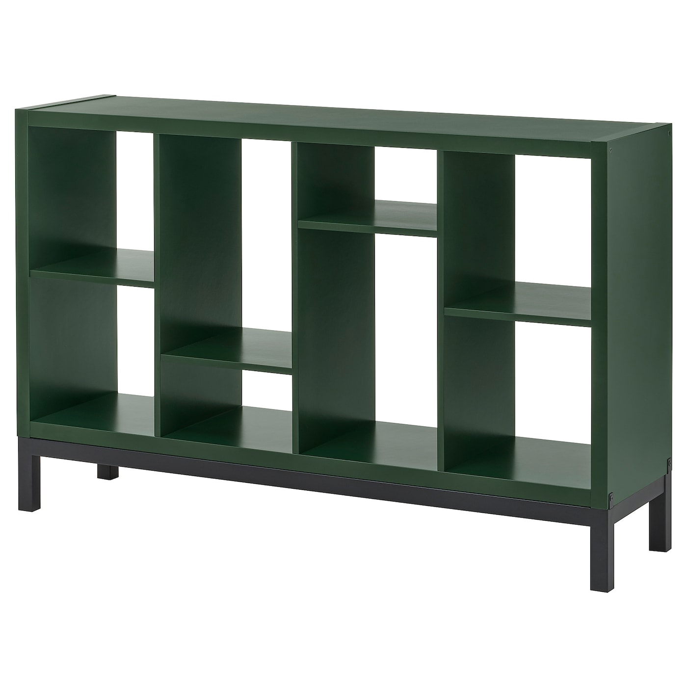 IKEA KALLAX regał z ramą nośną, ciemnozielony/czarny, 147x39x94 cm