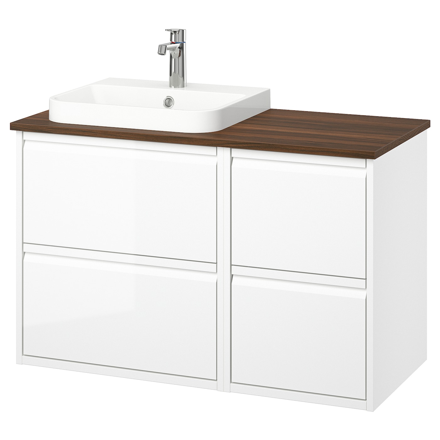IKEA ÄNGSJÖN / BACKSJÖN szafka pod umyw/umywalka/bateria, połysk biały, 102x49x71 cm