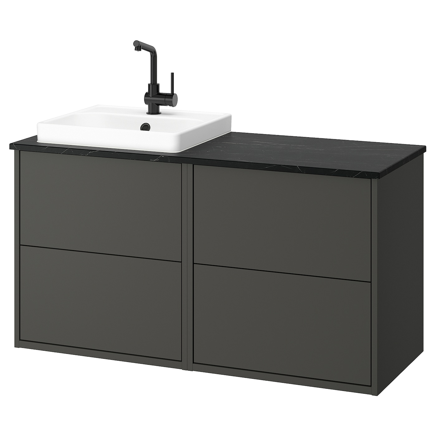 IKEA HAVBÄCK / ORRSJÖN szafka pod umyw/umywalka/bateria, ciemnoszary, 122x49x71 cm