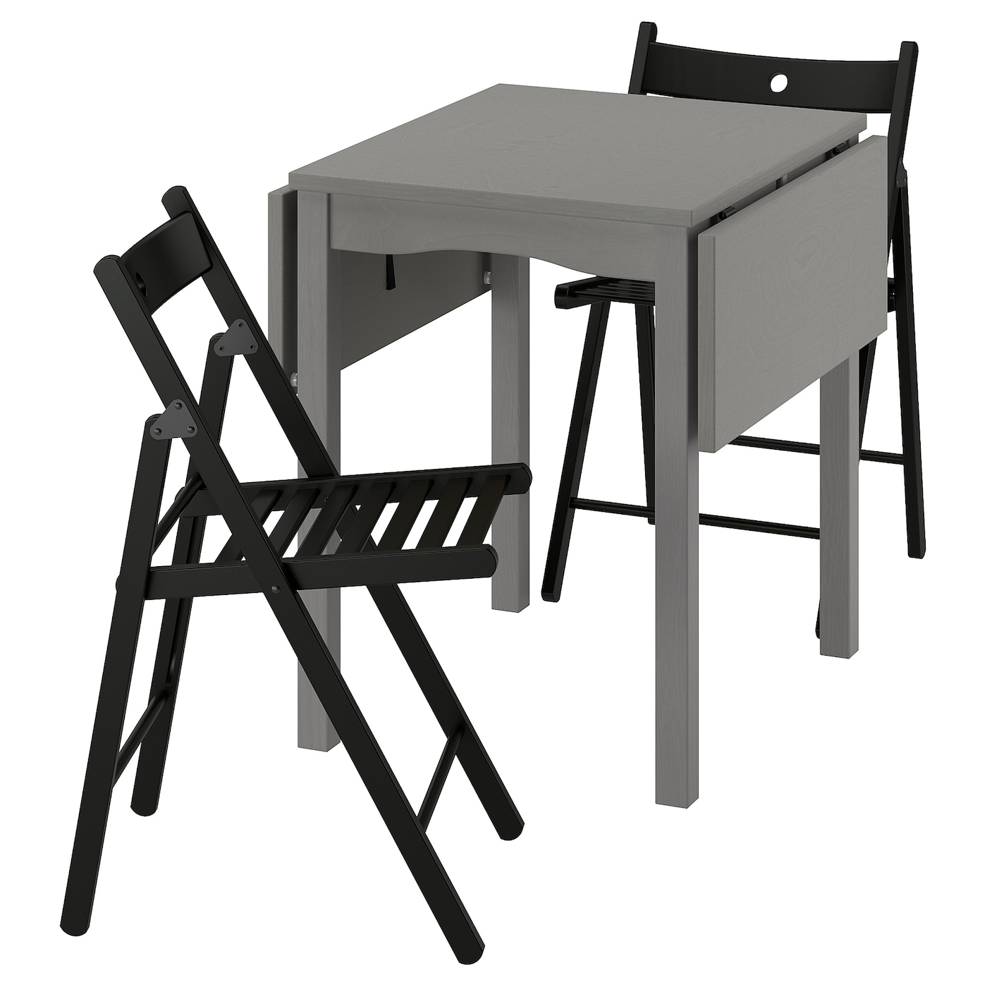 IKEA HAUGA / FRÖSVI stół i 2 składane krzesła, szary/czarny, 55x82x109/74 cm