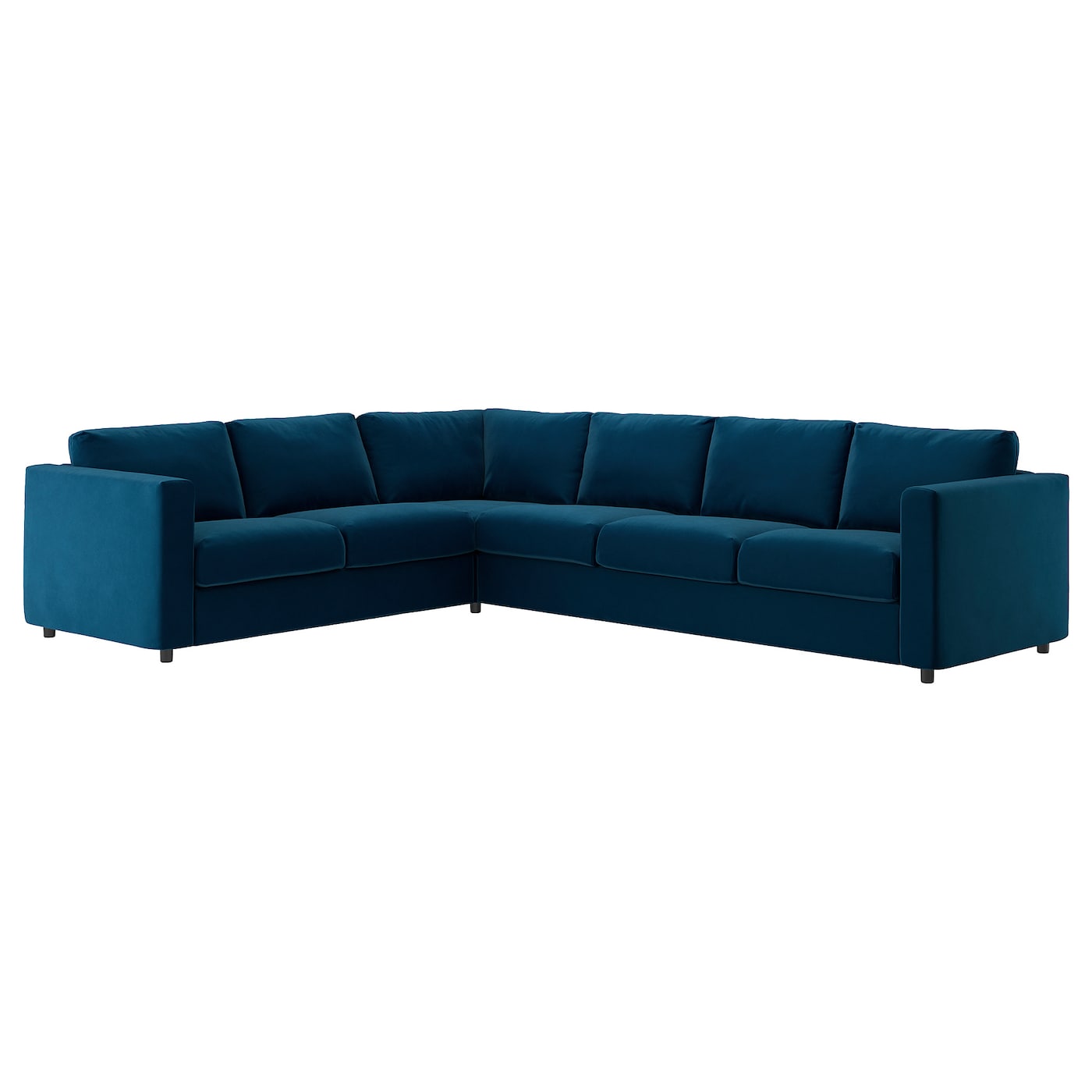IKEA VIMLE sofa narożna 5-osobowa, Djuparp ciemnozielononiebieski, Wysokość z poduchami oparcia: 83 cm