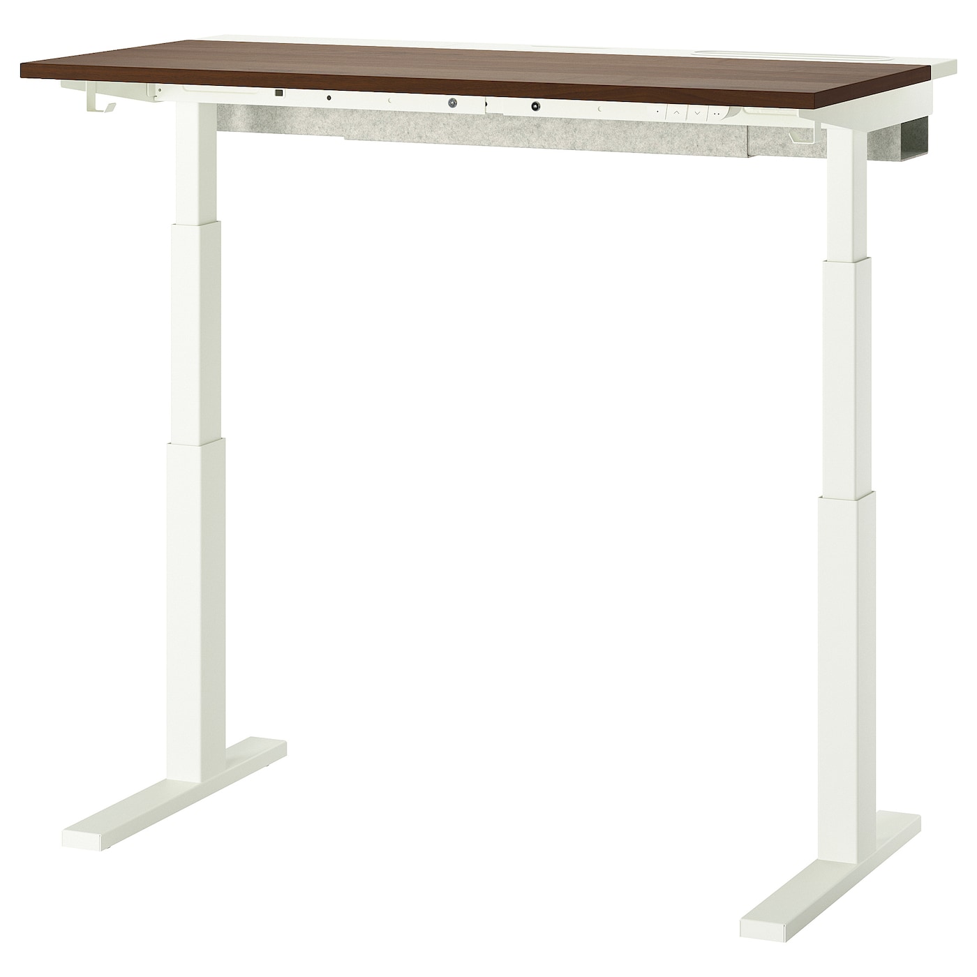IKEA MITTZON biurko z regulacją wysokości, elektryczny okleina orzechowa/biały, 120x60 cm