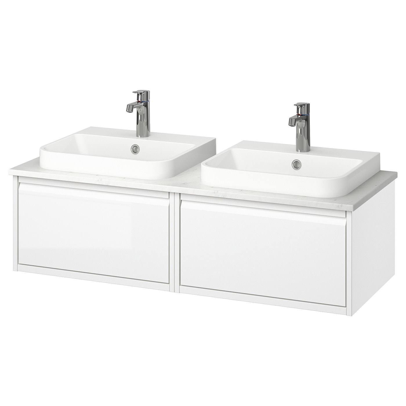 IKEA ÄNGSJÖN / BACKSJÖN szafka pod umyw/umywalki/baterie, połysk biały, 122x49x41 cm