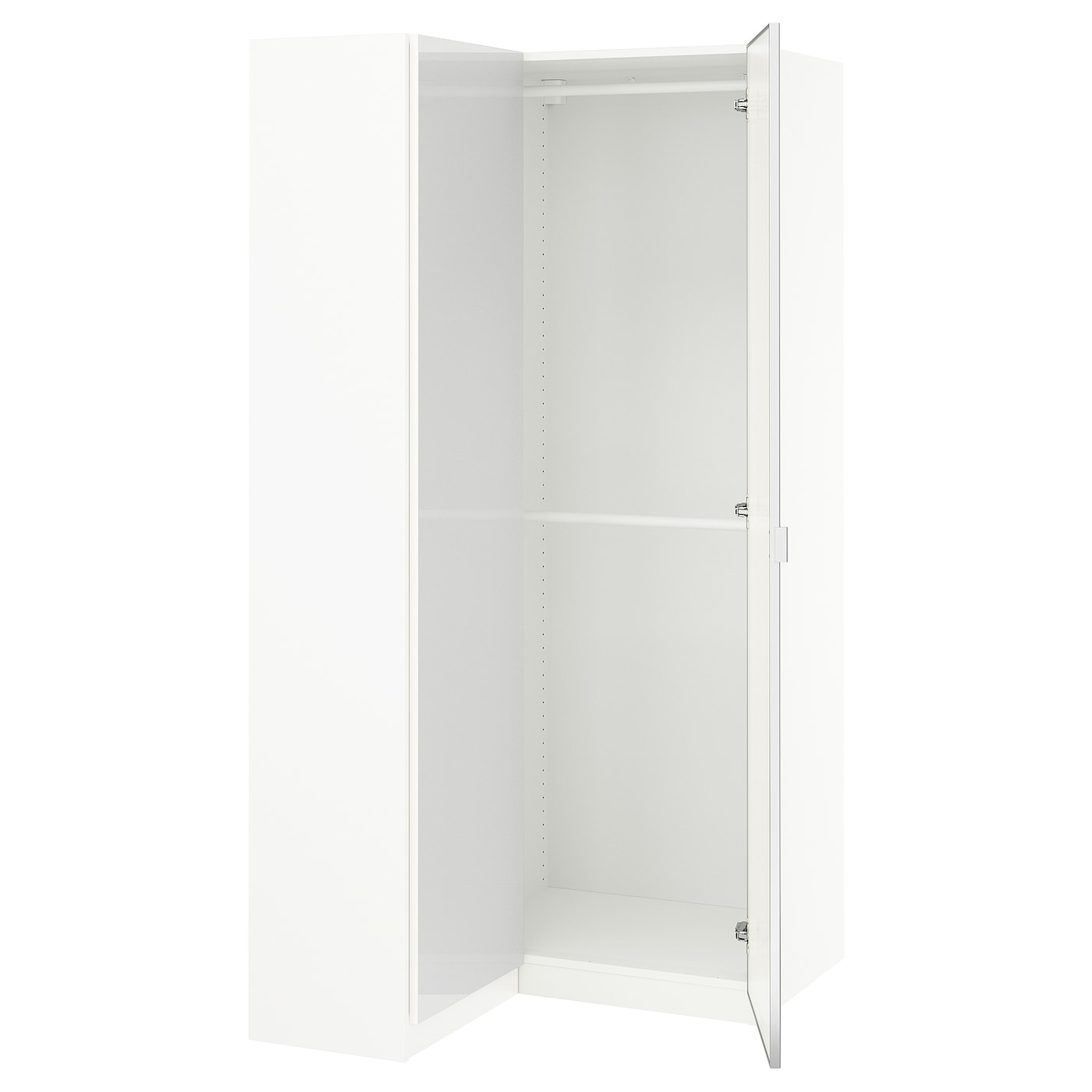 IKEA PAX / FARDAL/ÅHEIM szafa narożna, połysk biały/lustro, 110/88x201 cm