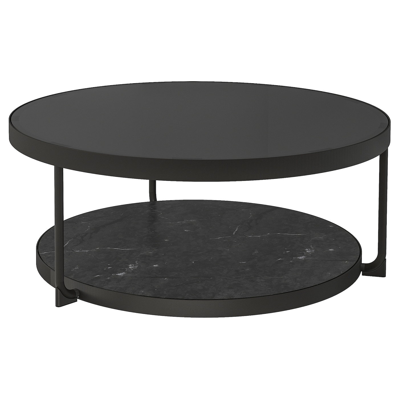 IKEA FRÖTORP stolik kawowy, antracyt imitacja marmuru/czarny szkło, 88 cm