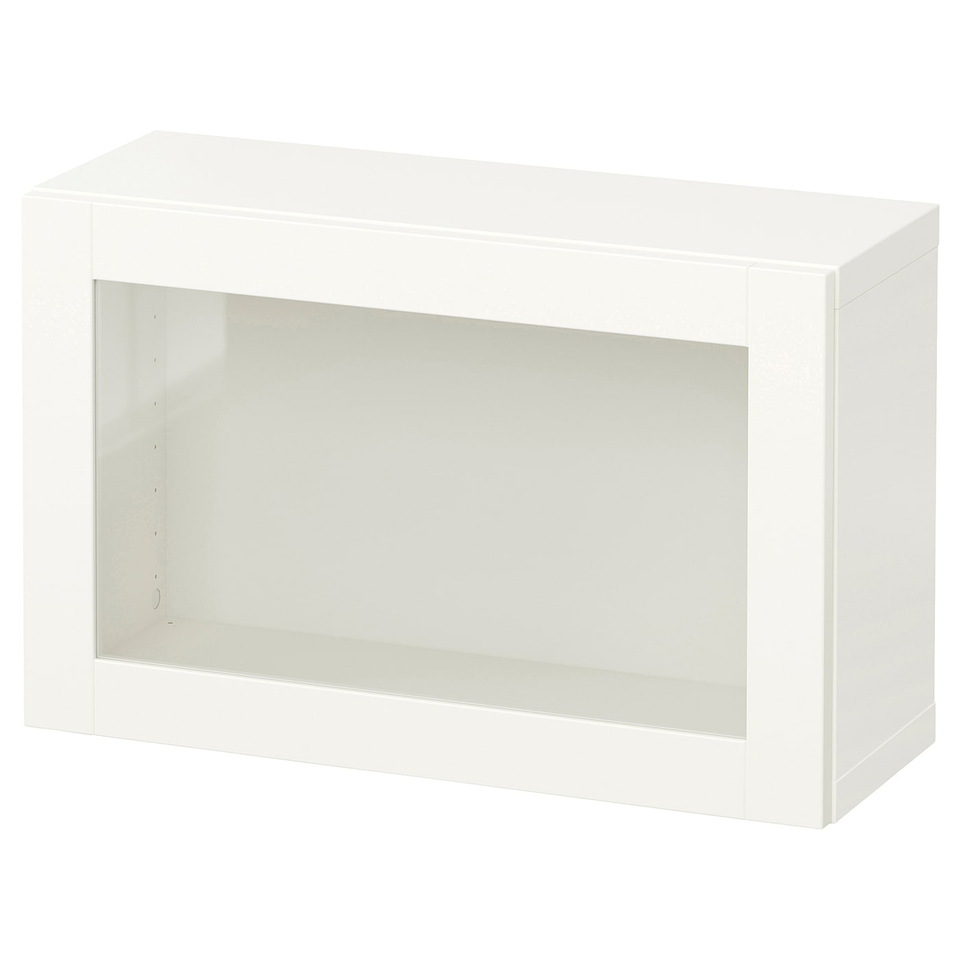 IKEA BESTÅ kombinacja szafek ściennych, biały/Sindvik białe szkło przezroczyste, 60x22x38 cm