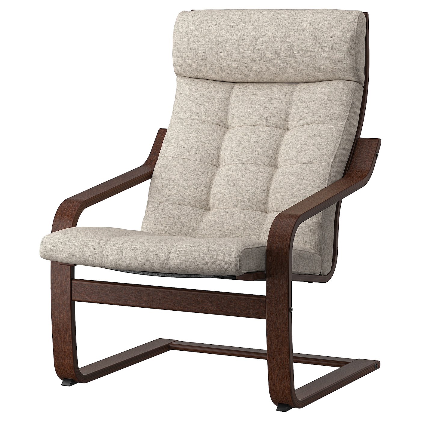IKEA POÄNG fotel, brązowy/Gunnared beżowy, Szerokość: 68 cm
