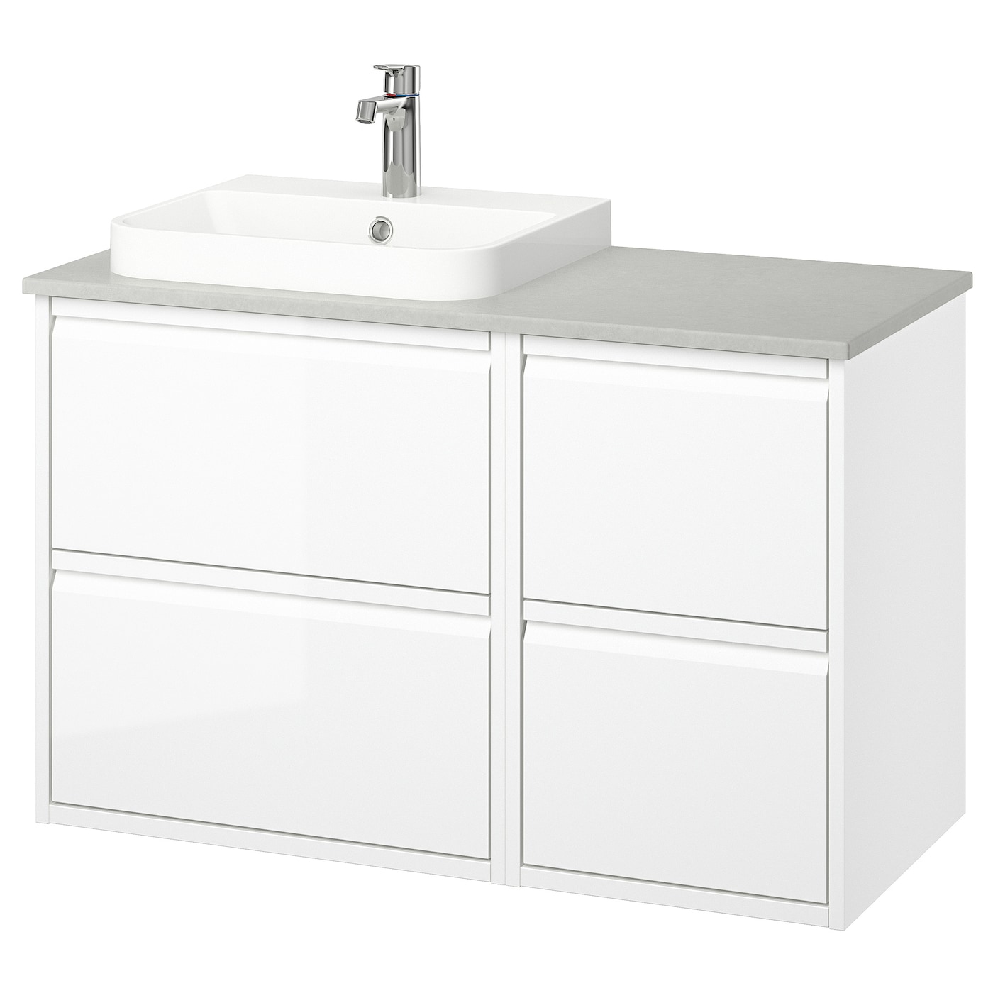 IKEA ÄNGSJÖN / BACKSJÖN szafka pod umyw/umywalka/bateria, połysk biały, 102x49x71 cm