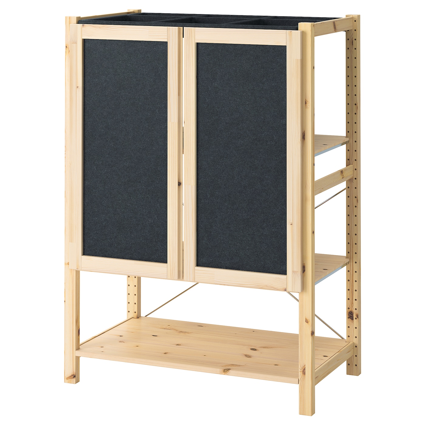 IKEA IVAR regał z drzwiami, sosna/filc filc, 89x50x124 cm