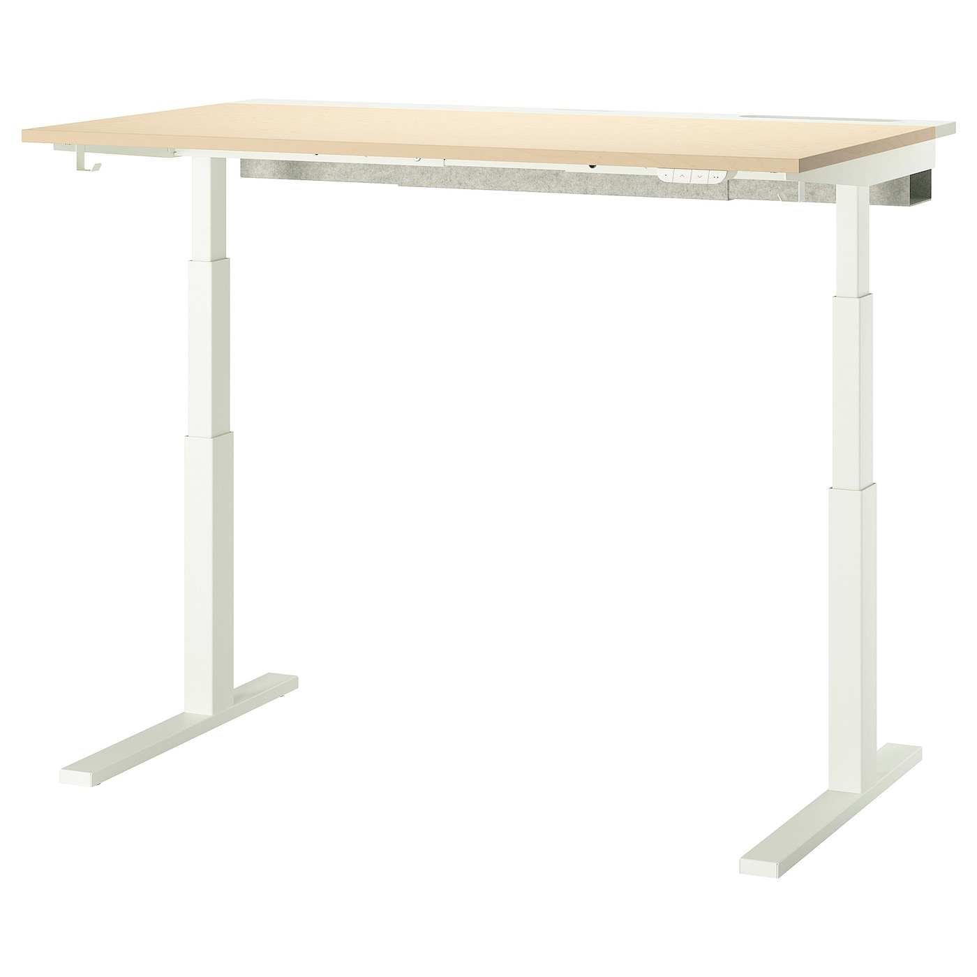 IKEA MITTZON biurko z regulacją wysokości, elektryczny okl brzoz/biały, 140x80 cm