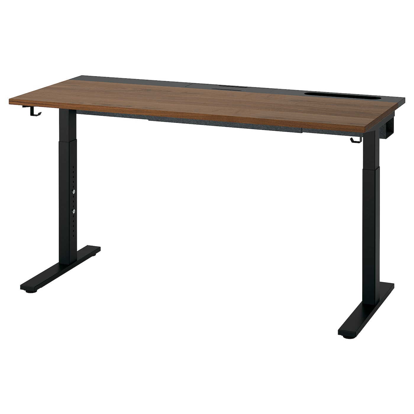 IKEA MITTZON biurko, okleina orzechowa/czarny, 140x60 cm