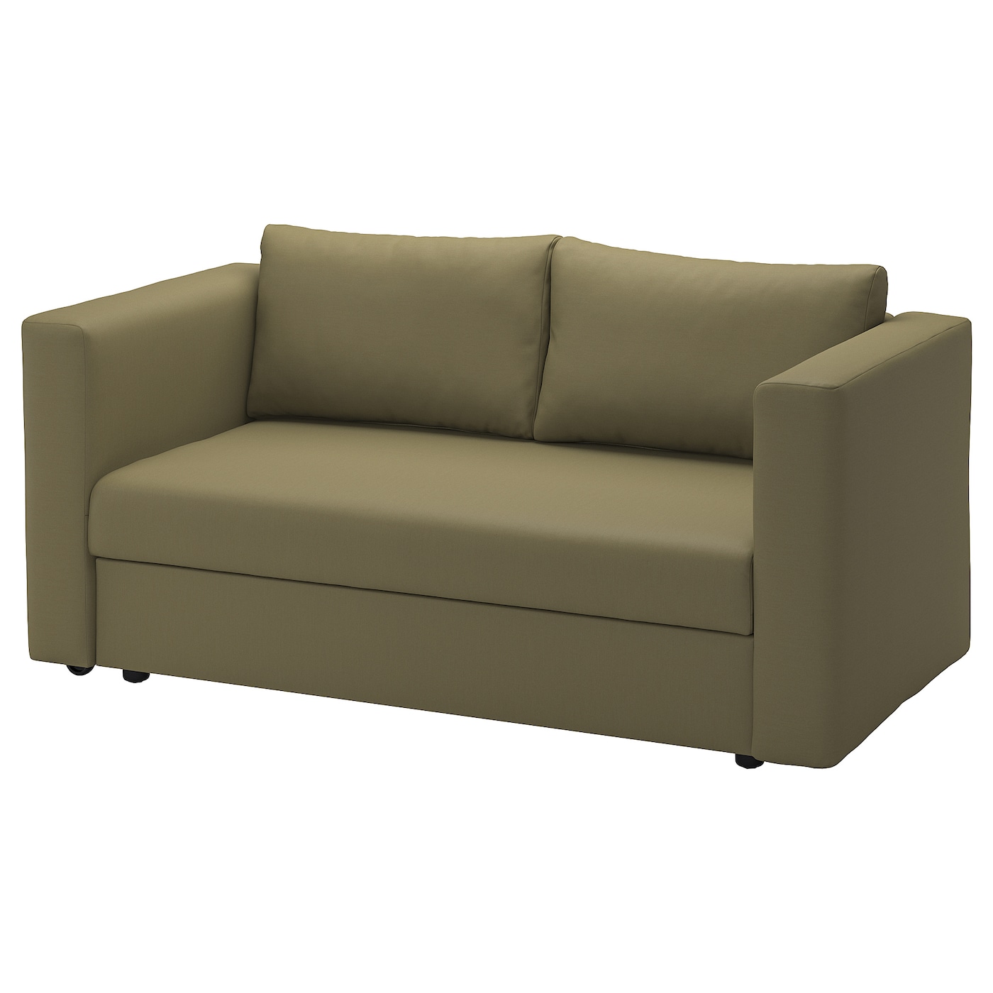 IKEA SKÖNABÄCK sofa 2-osobowa, rozkładana, Vissle żółto-zielony, Wysokość podłokietnika: 66 cm