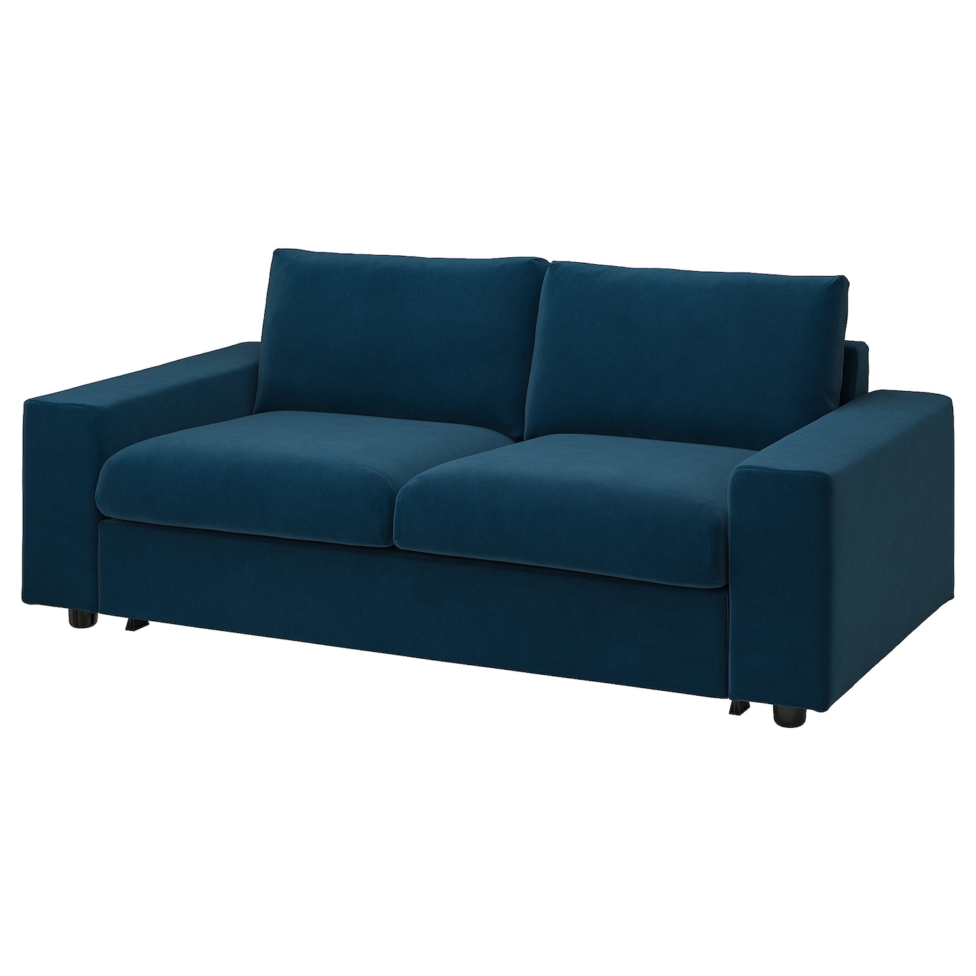 IKEA VIMLE sofa 2-osobowa, rozkładana, z szerokimi podłokietnikami/Djuparp ciemnozielononiebieski, Wysokość podłokietnika: 48 cm