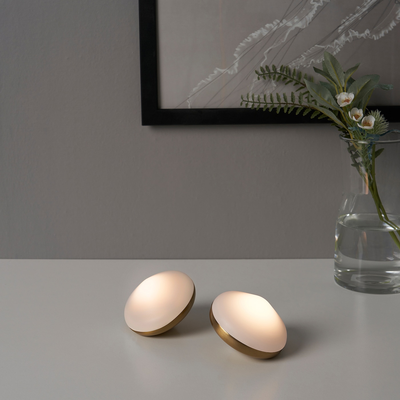 IKEA BJÖRKSPIREA oświetlenie dekoracyjne LED, kolor mosiądzu kształt diamentu, 2 szt.