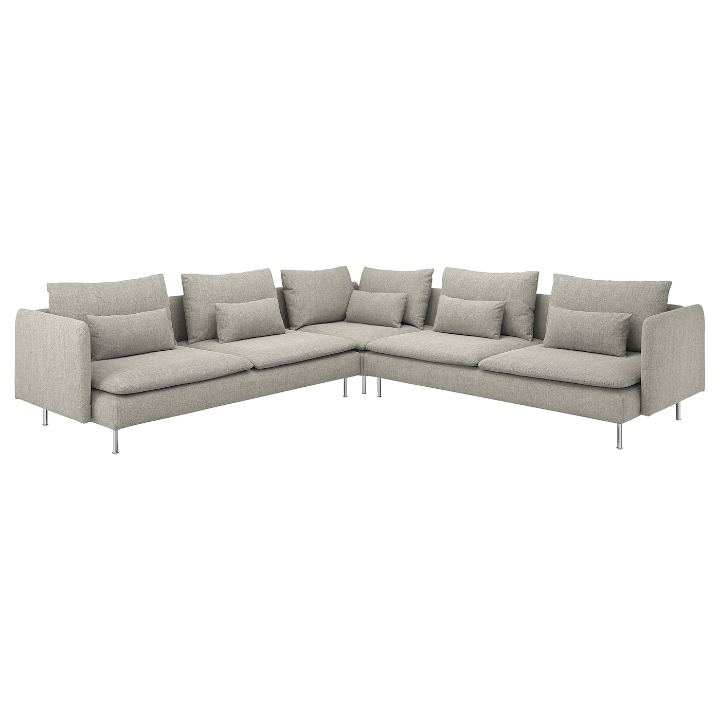 IKEA SÖDERHAMN sofa narożna, 6-osobowa, Viarp beż/brąz, Wysokość z poduchami oparcia: 83 cm