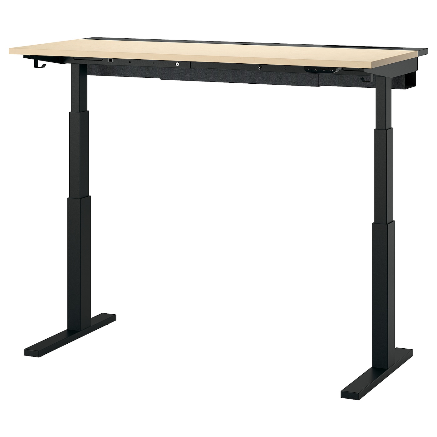 IKEA MITTZON biurko z regulacją wysokości, elektryczny okl brzoz/czarny, 140x60 cm