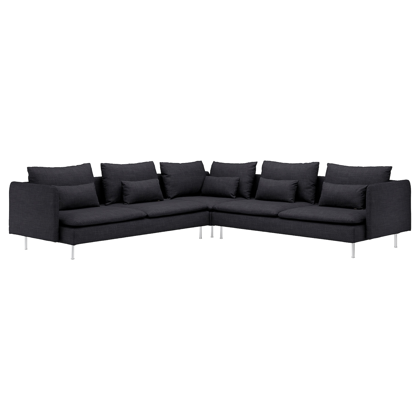 IKEA SÖDERHAMN sofa narożna, 6-osobowa, Hillared antracyt, Wysokość z poduchami oparcia: 83 cm