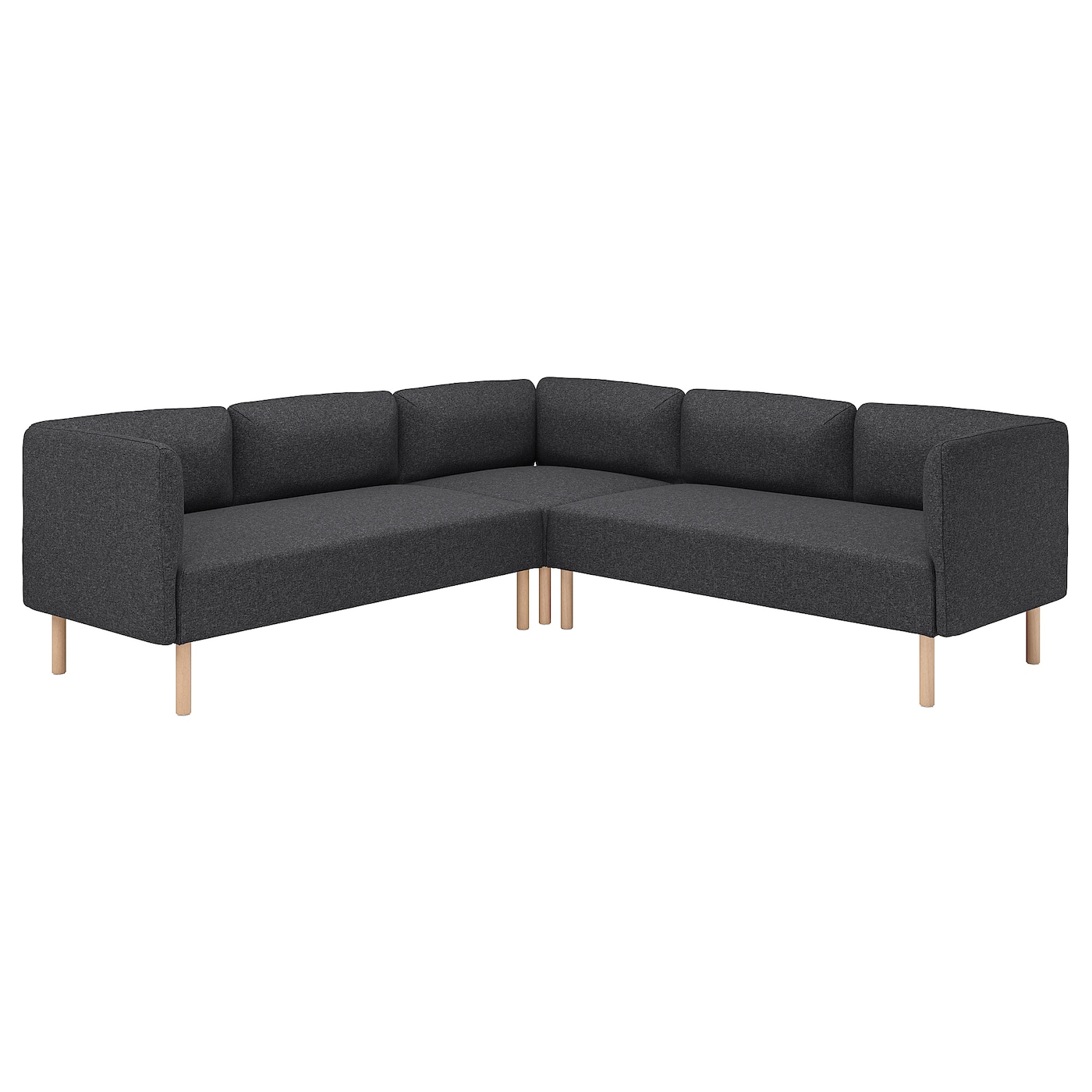IKEA LILLEHEM Sofa modułowa narożna, 4-osobowa, Gunnared ciemnoszary/drewno, Wysokość: 73 cm