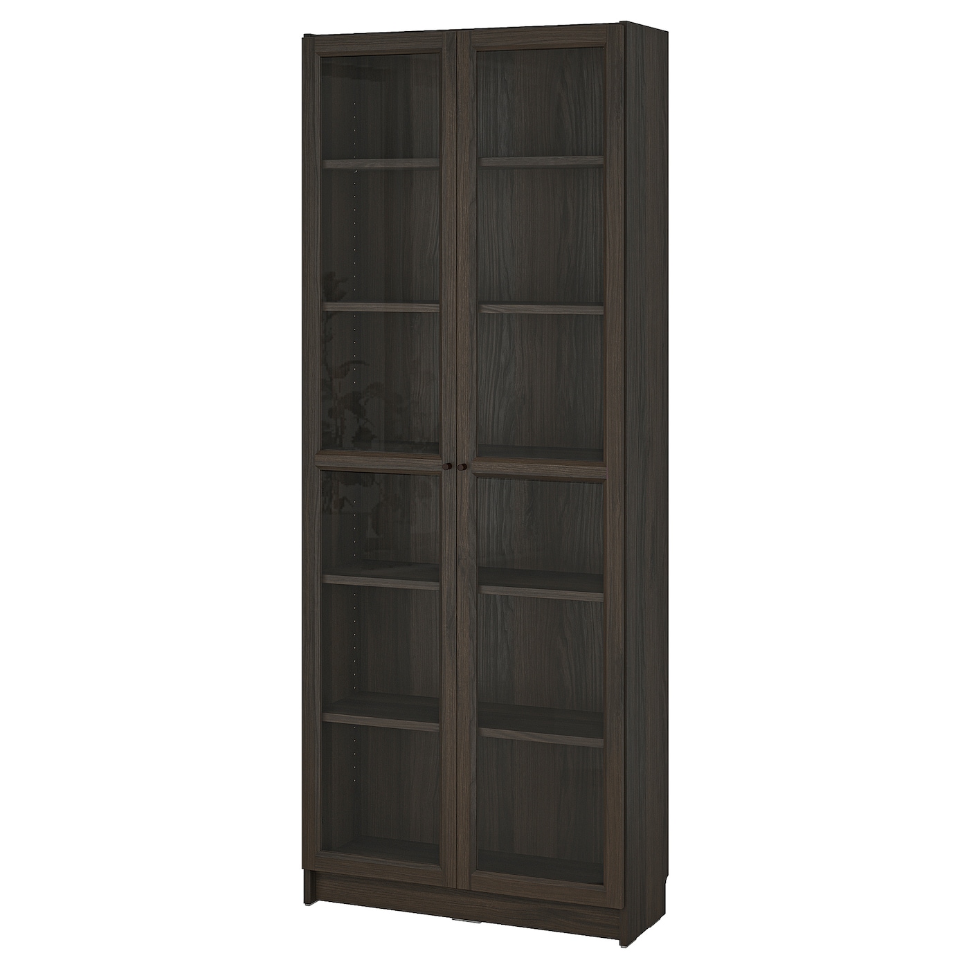 IKEA BILLY / OXBERG regał na książki szklane drzwi, ciemnobrązowy imit. dębu, 80x30x202 cm