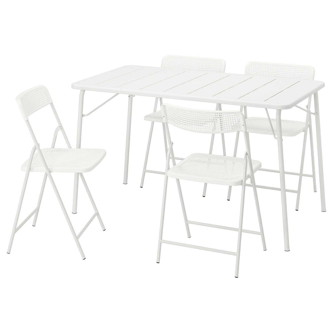 IKEA TORPARÖ stół+4 krzesła składane, ogrodowe, biały/biały, 130x74 cm