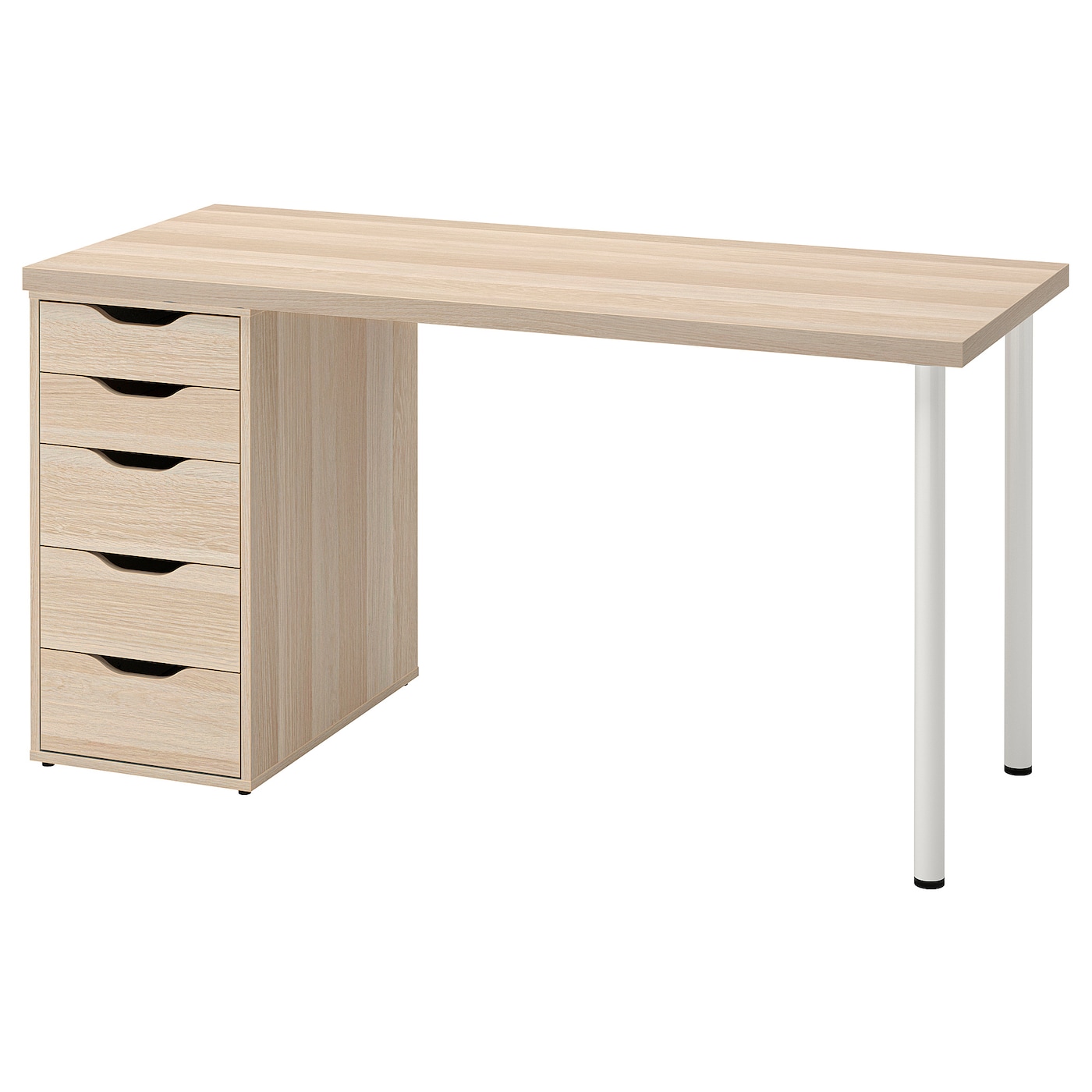 IKEA LAGKAPTEN / ALEX biurko, imitacja dębu bejcowanego na biało/biały, 140x60 cm